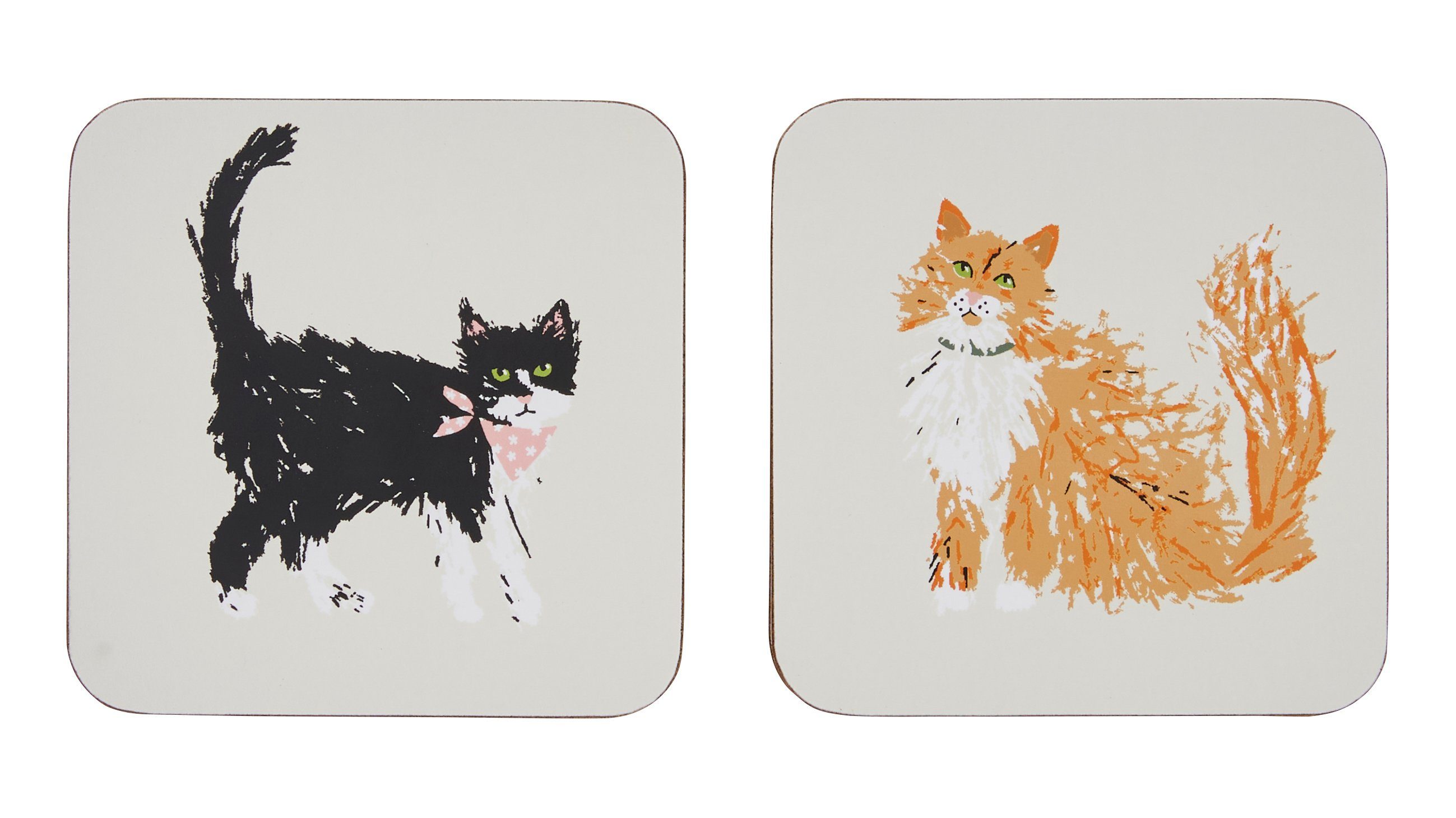 Ulster Weavers Getränkeuntersetzer Feline Friends, Set, 4-tlg., Glas-/Tassen Untersetzer Tischuntersetzer ca.10,5x10,5x0,5cm