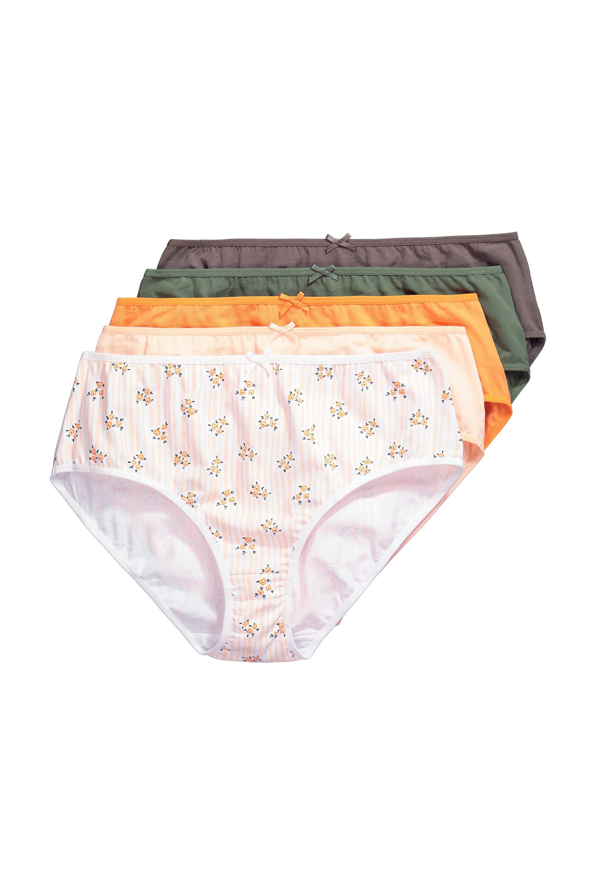 Ulla Popken Midislip Midislips 5er-Pack Blüten-Streifen/einfarbig