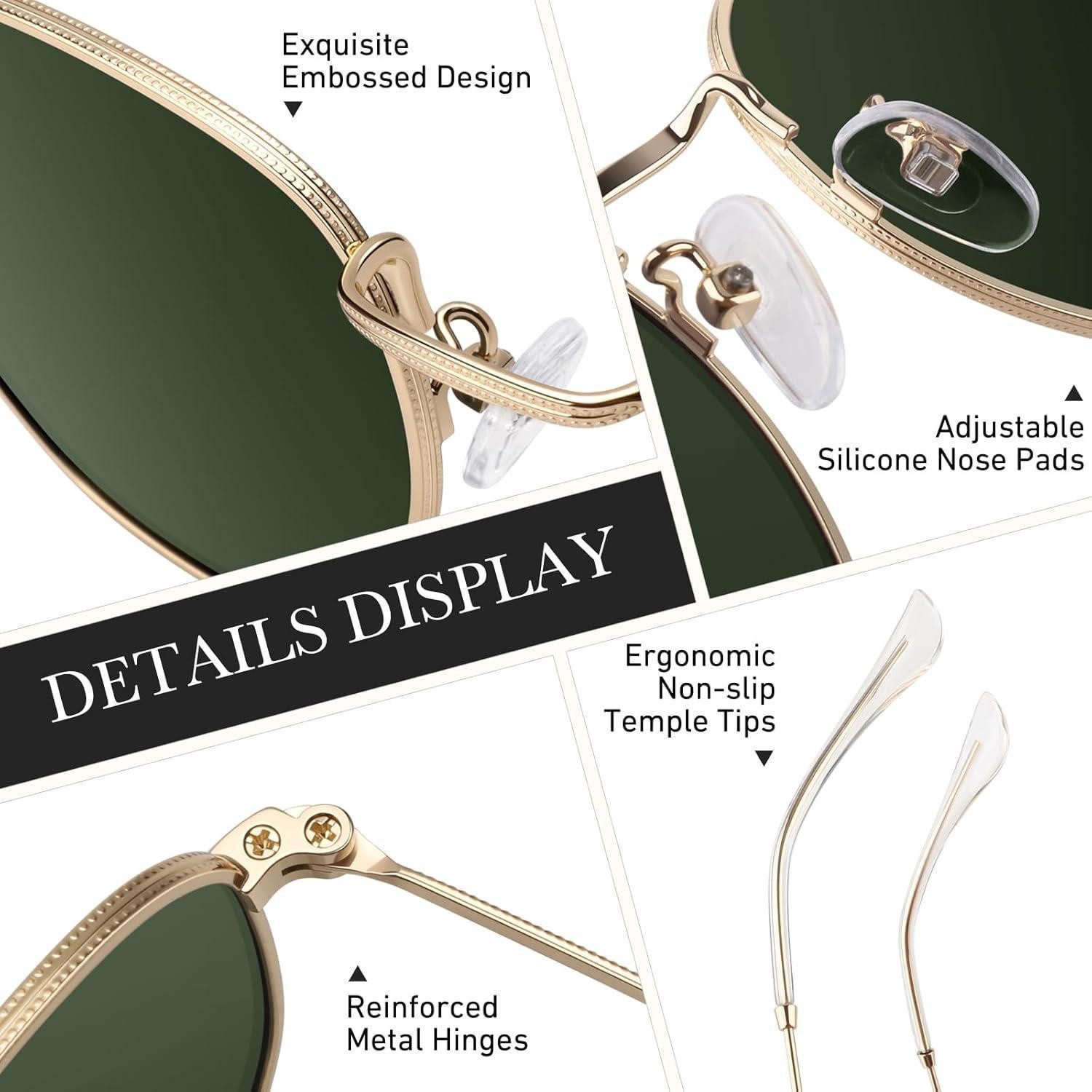 LuxusKollektion Sonnenbrille Sonnenbrille Damen Herren polarisiert UV400 Gold Rahmen G15 Linse