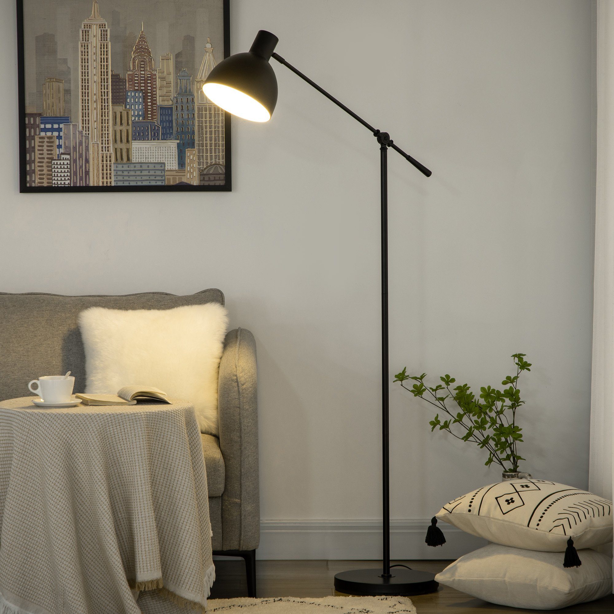 HOMCOM Stehlampe 40 W höhenverstellbare Stehleuchte, günstig online kaufen