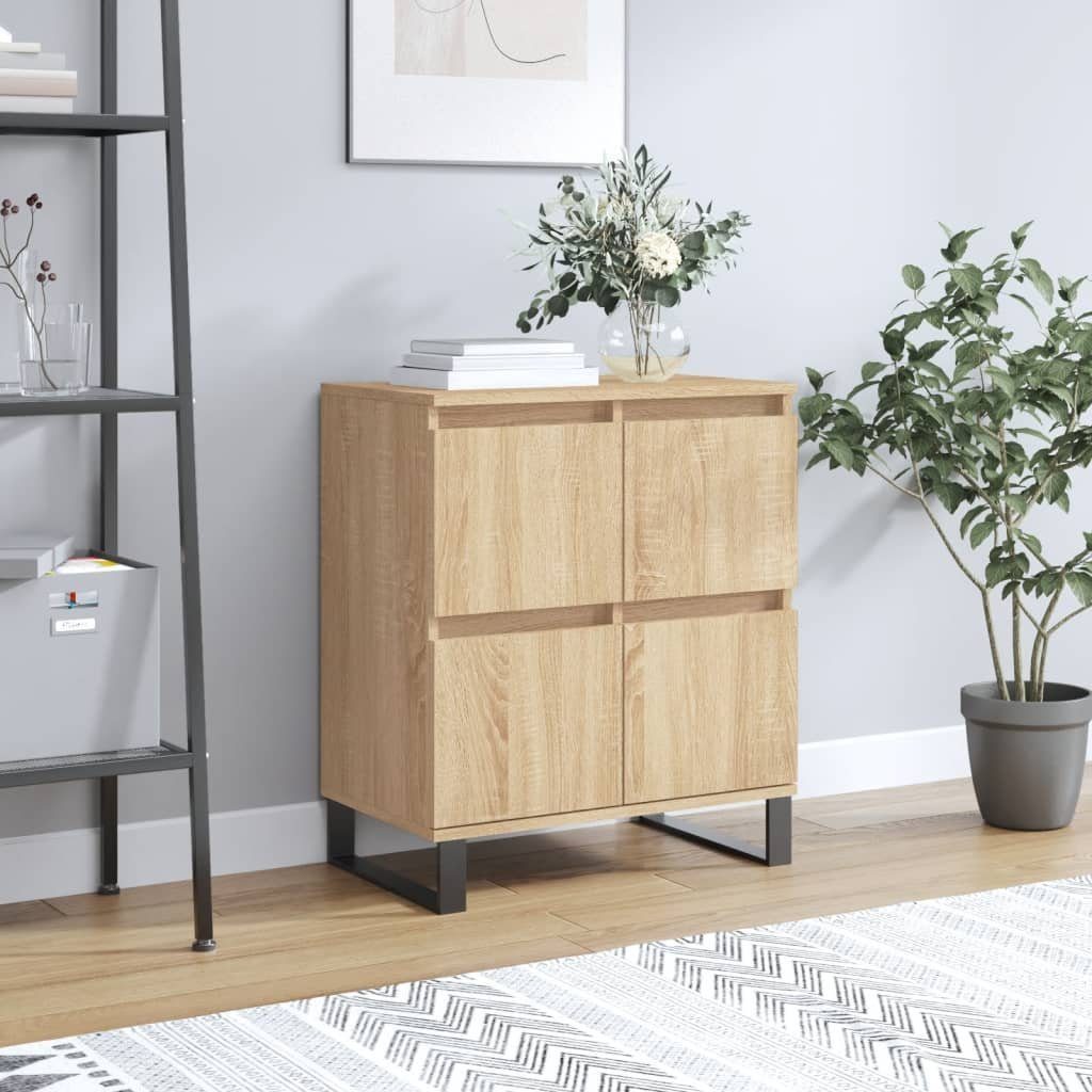 furnicato Sideboard Sonoma-Eiche 60 x 35 x 70 cm aus Holzwerkstoff und Eisen (1 St), Stabiler Schrank mit viel Stauraum und inkl. Wandhalterung für Home