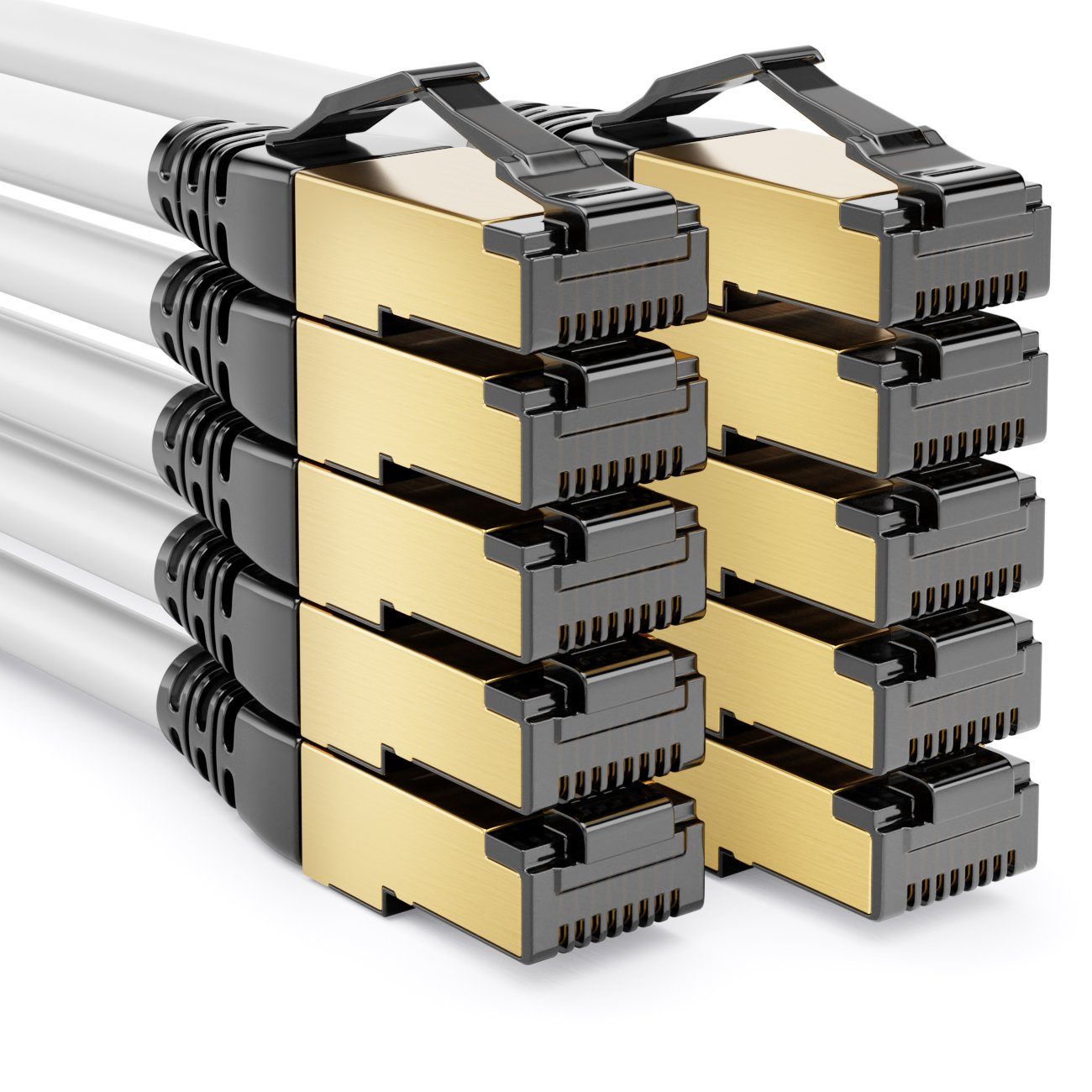 deleyCON deleyCON 10x 0,5m CAT8.1 Patchkabel S/FTP PIMF 2000MHz 40Gbit RJ45 LAN-Kabel
