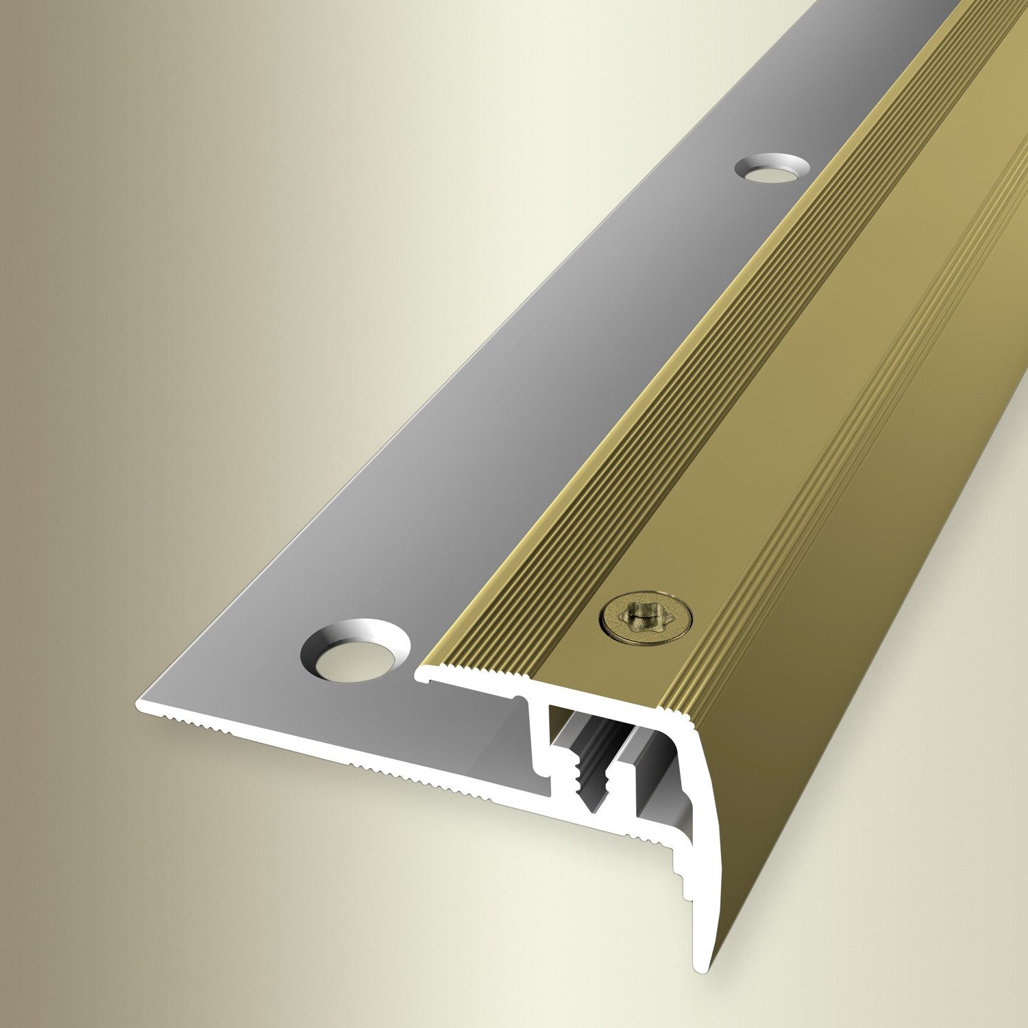 Küberit Treppenkantenprofil 21 x 21.5 x 2700 mm Winkelprofil Gold Gebohrt Aluminium
