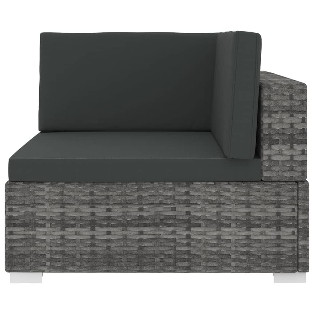 vidaXL Sofaelement Modular-Sofa-Eckteil 1 Stk. + Auflagen Poly Rattan Grau (1 St)