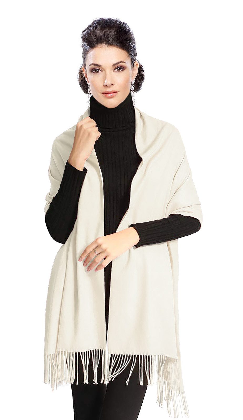 Moschen-Bayern Kaschmirschal Pashmina Stola Damen Kaschmir Schultertuch Abendkleid festlich Schal, mit Fransen