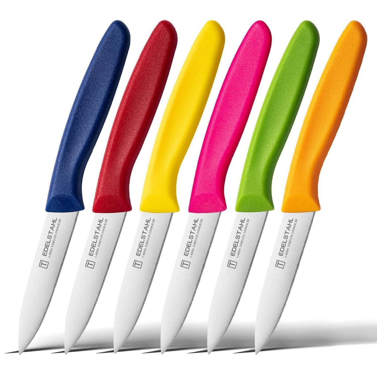 LuxusKollektion Obstmesser Gemüsemesser-Set 6-tlg bunt Edelstahl Kunststoffgriffe