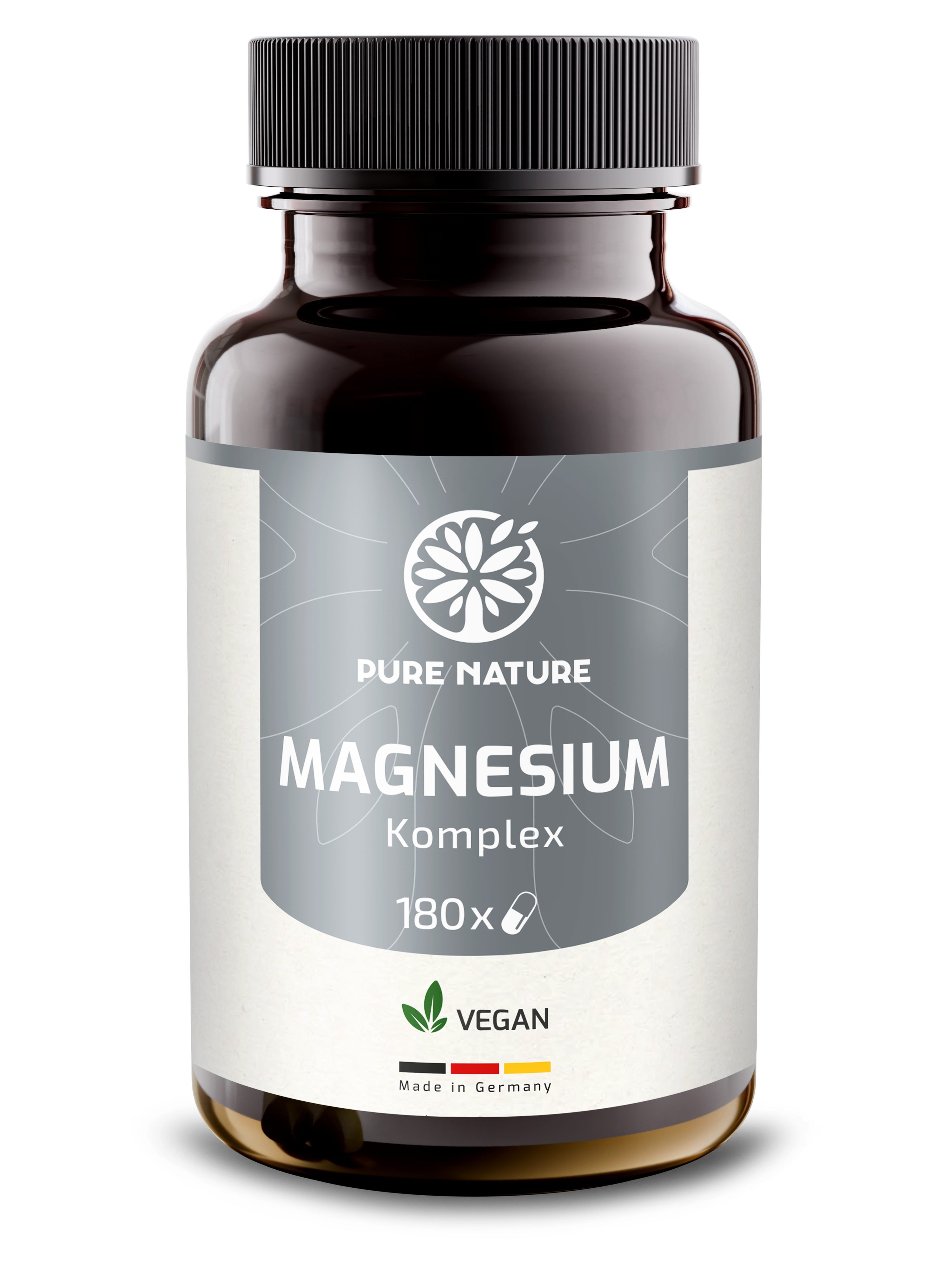 Pure Nature Magnesium Komplex hochdosiert 400 mg – 180 Kapseln – 7in1 Formel Kapseln, 171 g