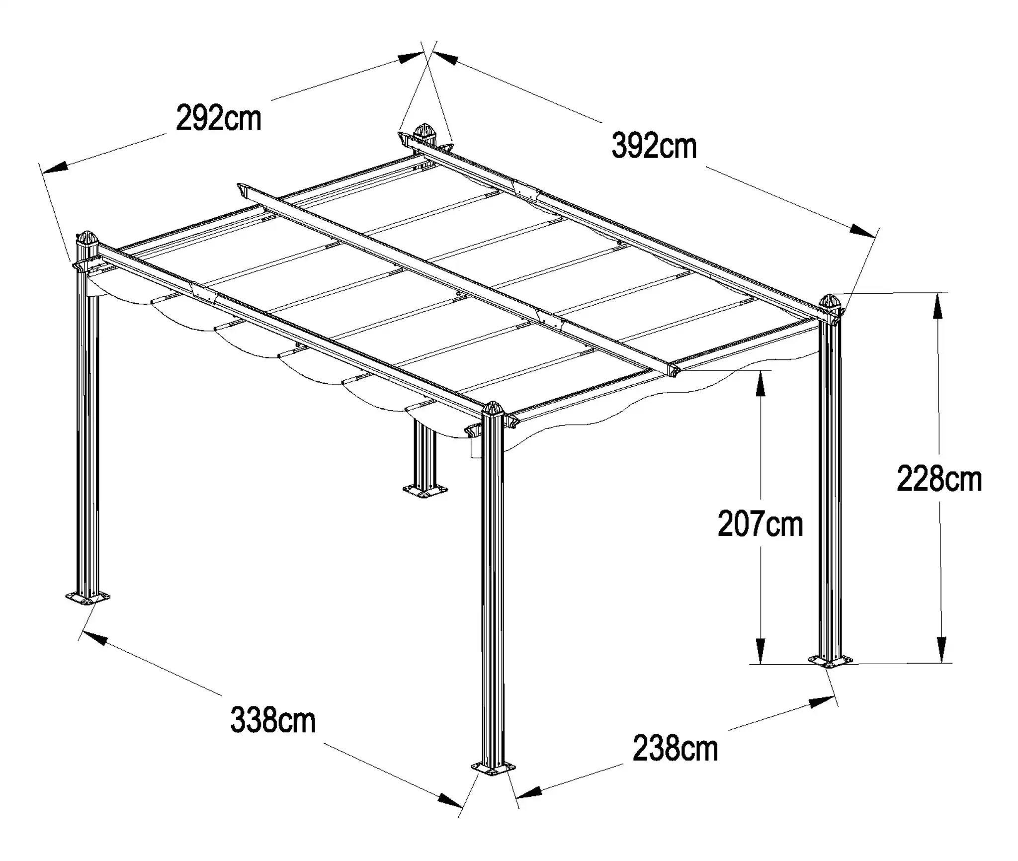 Hecht Pergola HECHT Pergola Garten 4x3 m Aluminium mit Polyester-Dach, (HECHT Pergola Garten 4x3 m Aluminium mit Polyester-Dach, HECHT Pergola Garten 4x3 m Aluminium mit Polyester-Dach)