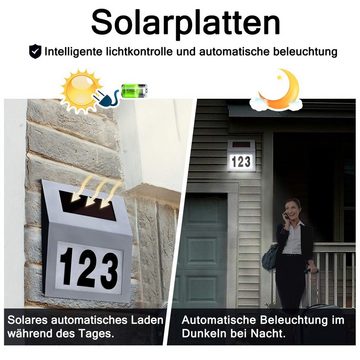 UISEBRT Hausnummer LED Solar Hausnummer Edelstahl, mit Dämmerungsschalter