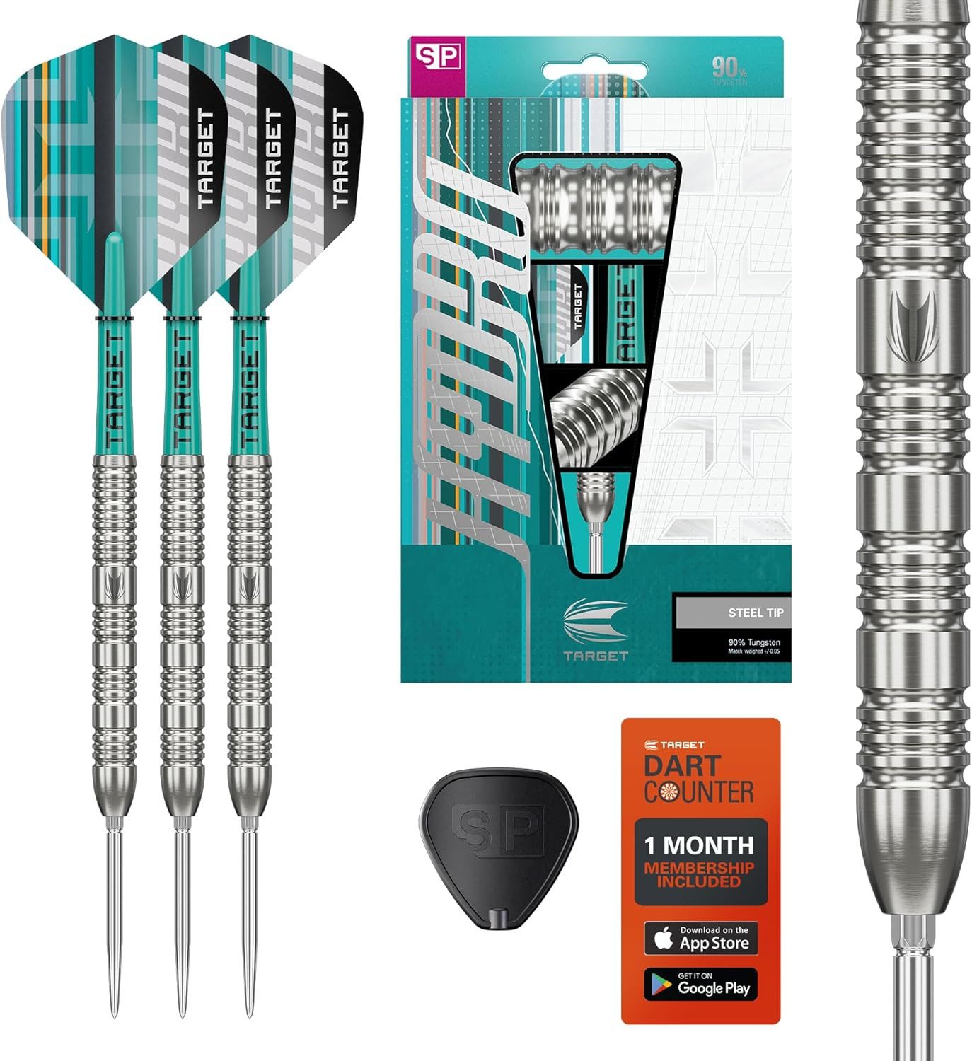 Dartpfeil Hydro Steel Tip Dart Set, 21G (Barrel 02) 90% Wolfram, Swiss Point