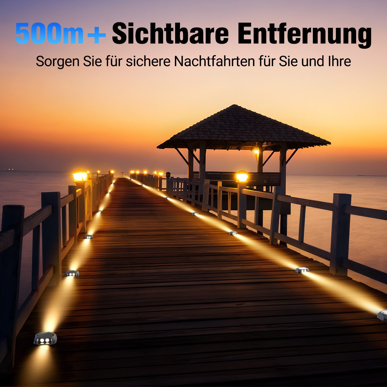 Quntis LED Solarleuchte solar lampen für außen, 4 Stück LED solarleuchten garten für Balkon, beleuchtung, LED fest verbaut, Warmweiß, Gartenwege, Terrasse, Hof, Pool, Rasen, Weihnachtsdeko & Party Outdoor