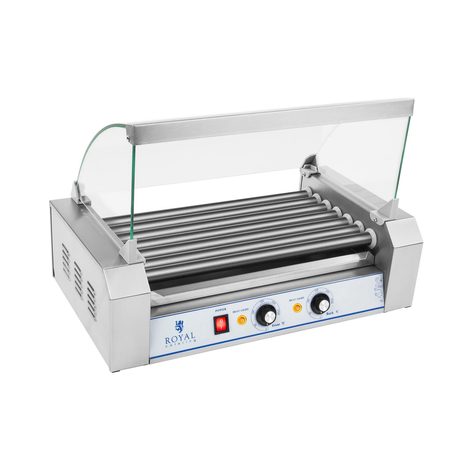 Royal Catering Elektrogrill Hot Dog Grill 12 Würstchen Gerät Würstchengrill Teflon 7 Rollen 1400 W, 1400 W, verschiedene Größen