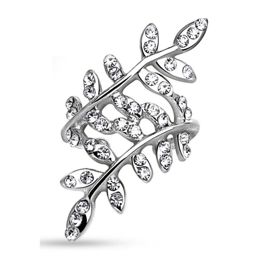 Ohrklemme Ohrklemme Kristallblätter Silber aus Messing Damen