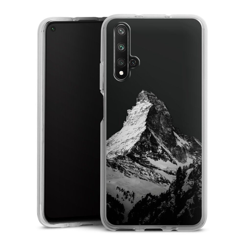 DeinDesign Handyhülle Berg Schnee Alpspitze Snow Capped Mountains Grayscale, Huawei Nova 5T Silikon Hülle Bumper Case Handy Schutzhülle