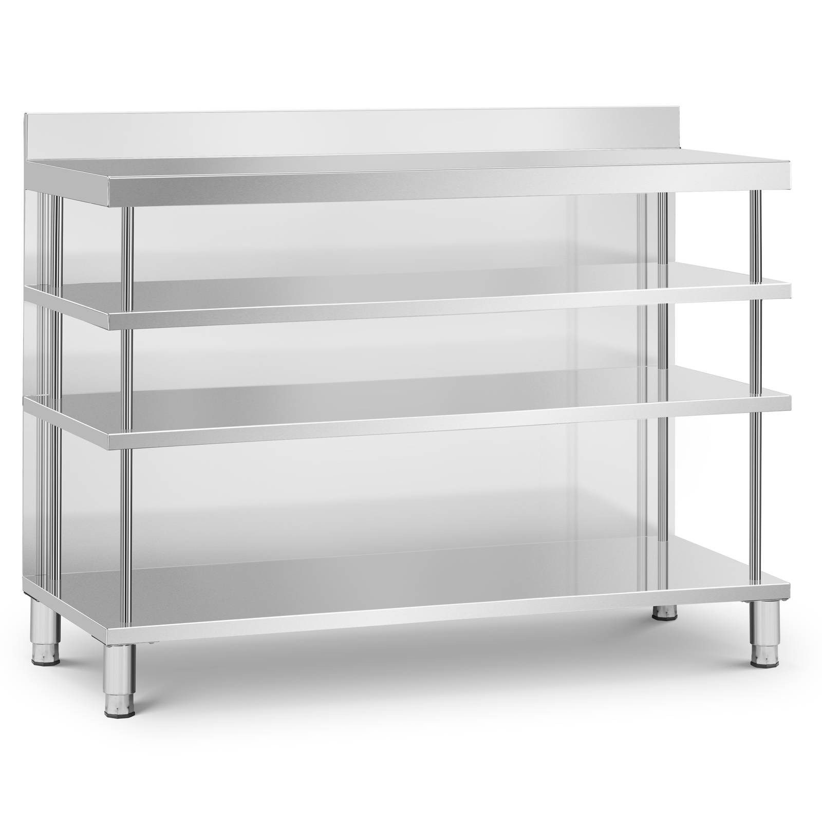 Royal Catering Arbeitstisch Edelstahl Bar-Arbeitstisch 150x60 cm mit Rückwand & Aufkantung 400 kg