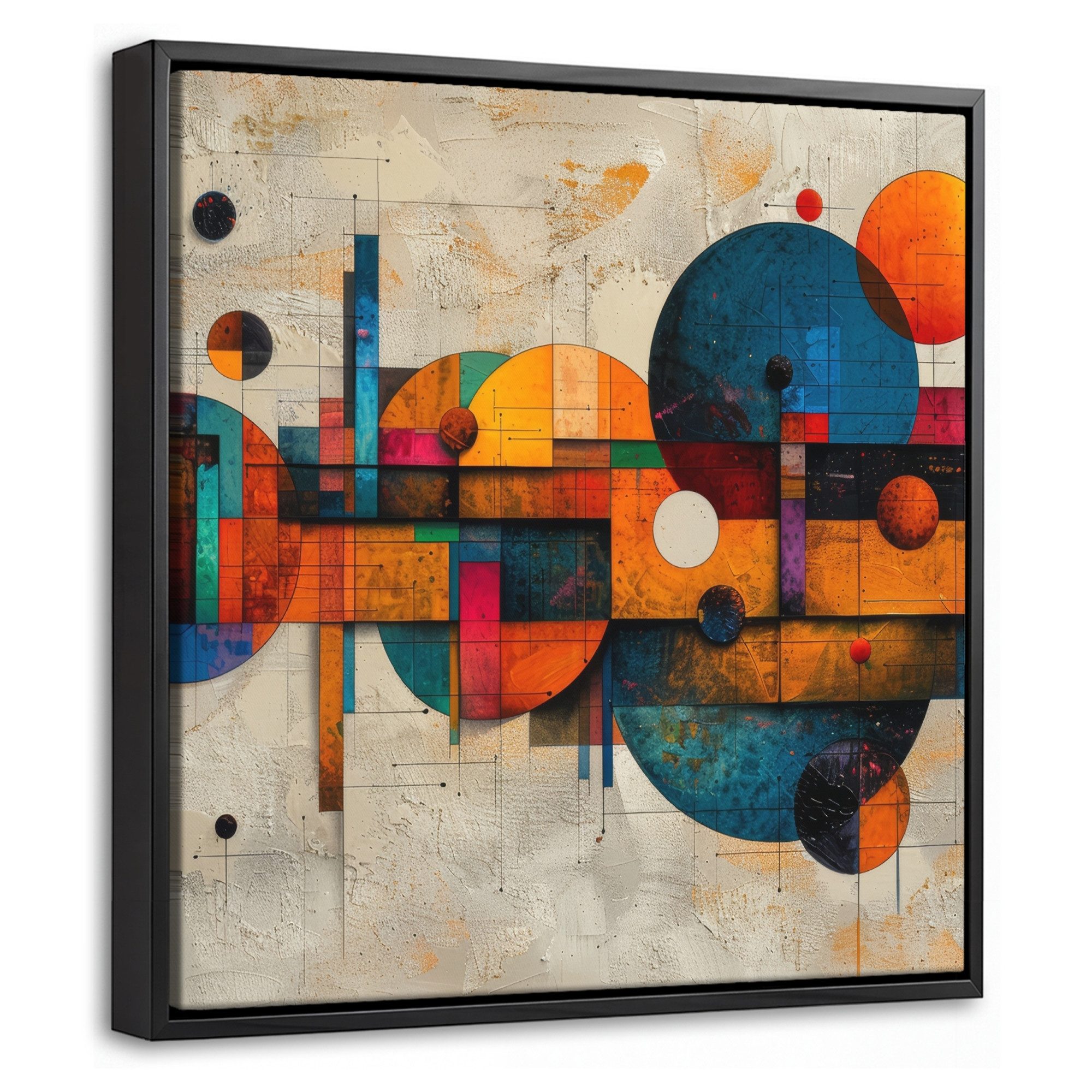 OneMillionCanvasses® Leinwandbild mit Rahmen - Kunst - Bunt - Modern - Formen, Fotodruck (1 St), Leinwand Bilder Klein, Wand Dekoration Aesthetic 20x20cm