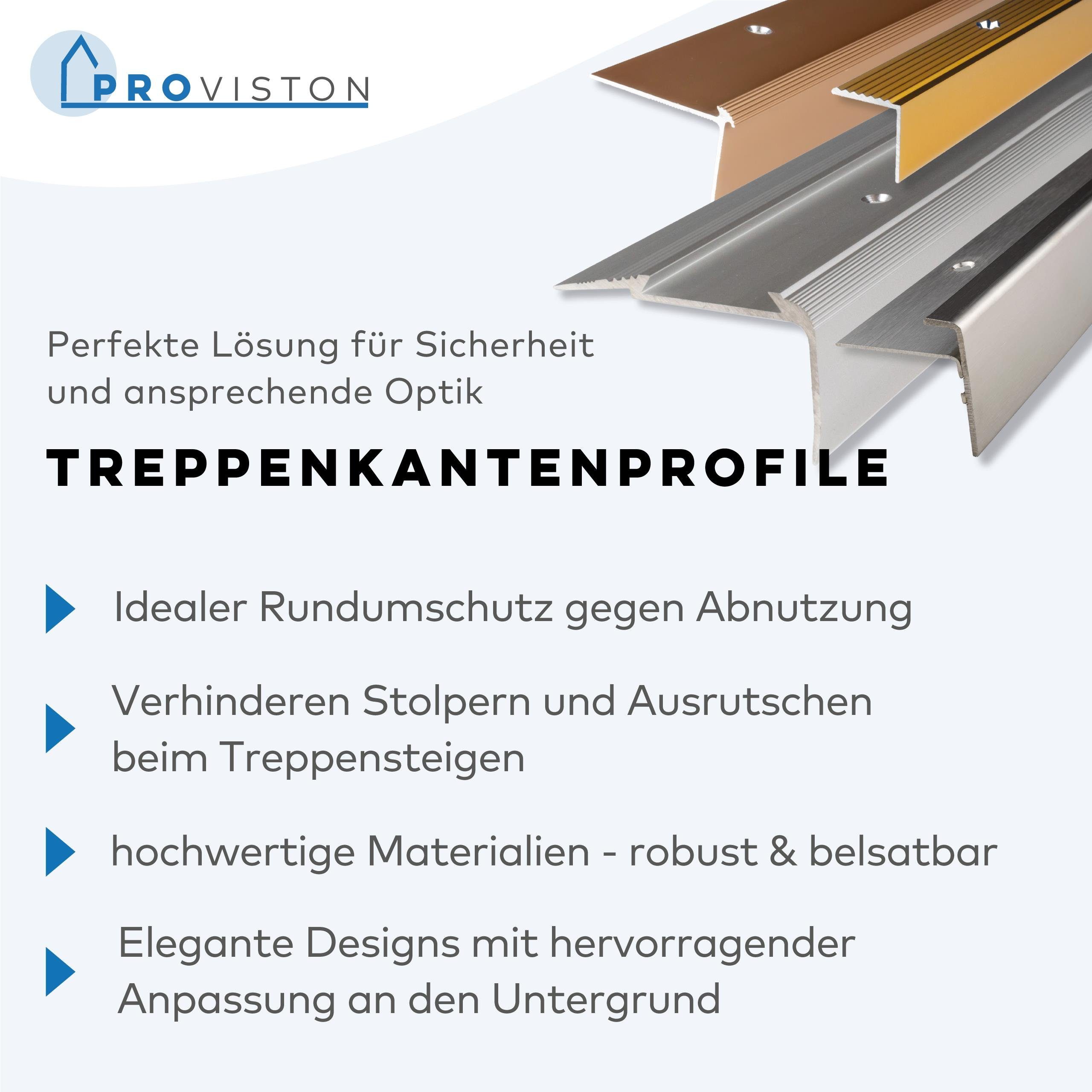 PROVISTON Treppenkantenprofil 30 x 30 x 1000 mm Winkel Alu eloxiert Bronze Dunkel Gebohrt