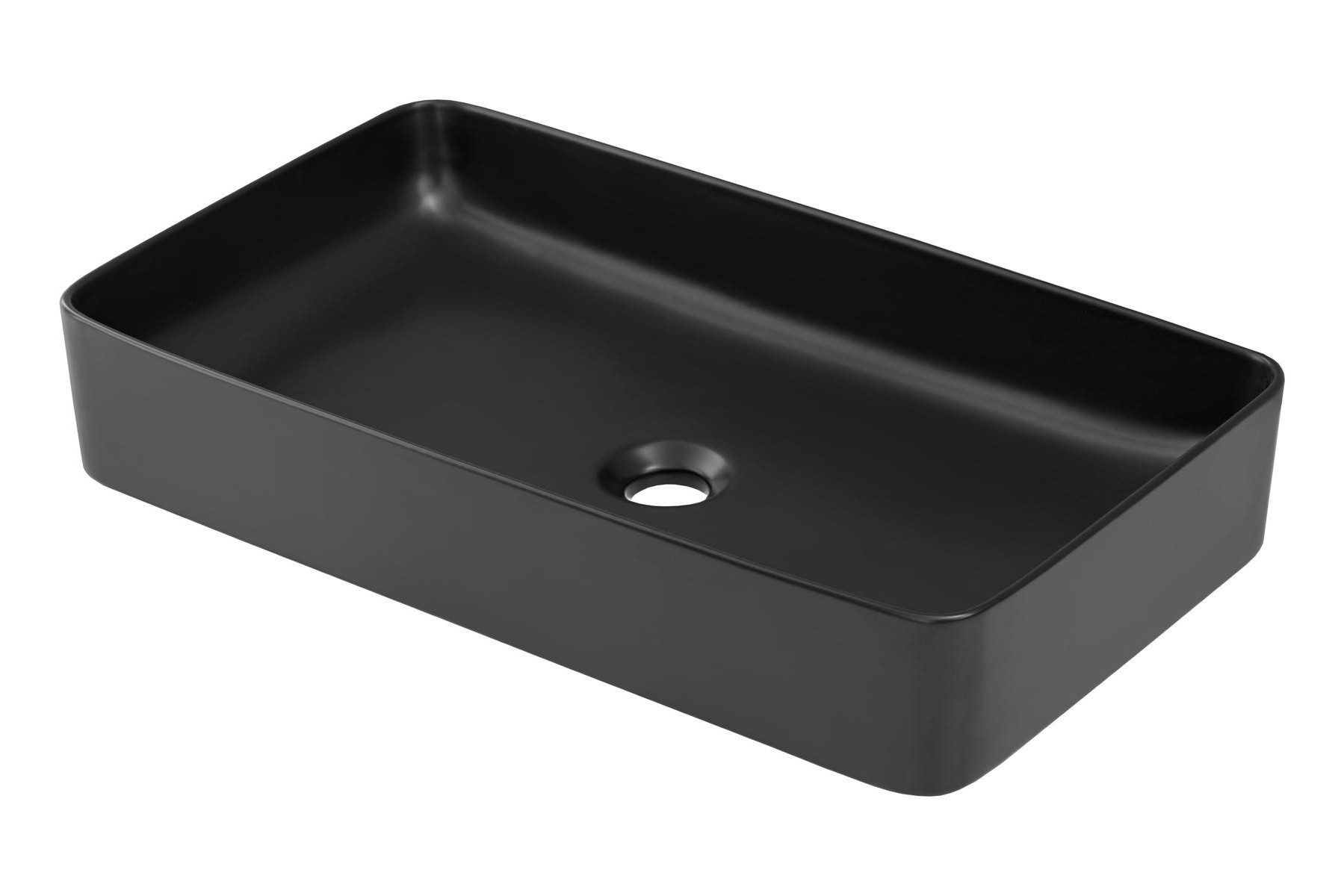 Xlmoebel Waschbecken Schwarzes Keramik Aufsatzbecken für Tischplatte, Made in Europa