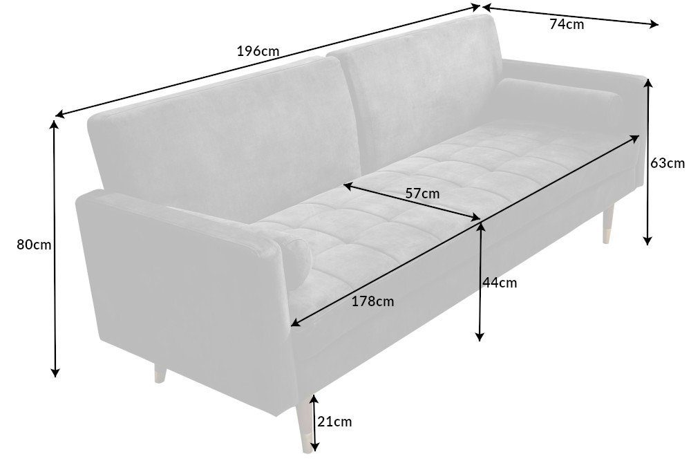 1 braun, Wohnzimmer Teile, · Microvelours · COUTURE 196cm Bettfunktion riess-ambiente / Einzelartikel grau Schlafsofa