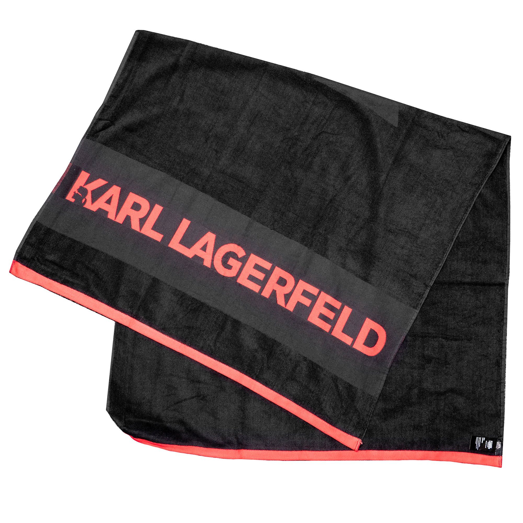 KARL LAGERFELD Strandtuch, Schwarz mit Logodruck