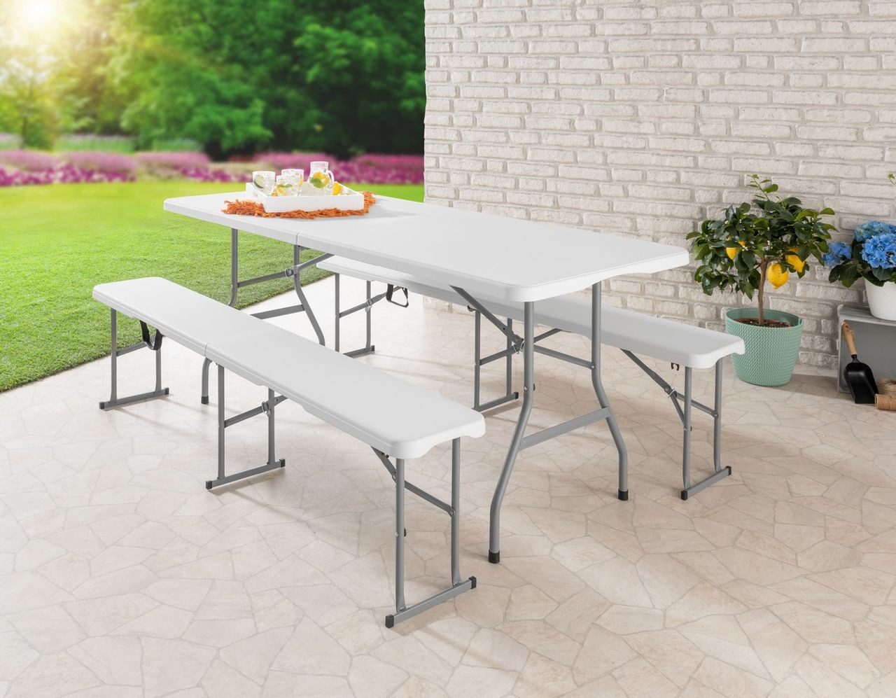 Solax-Sunshine Gartenlounge-Set Solax-Sunshine Bierbank 2er-Set platzsparen günstig online kaufen
