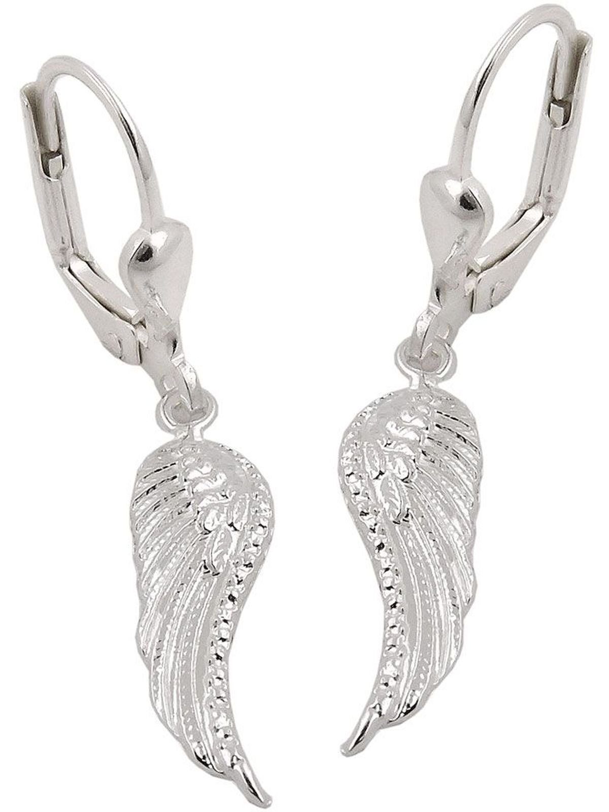 Gallay Paar Ohrhänger Ohrhänger Ohrringe Silber 32x6mm Engelsflügel 925 glänzend (1-tlg)