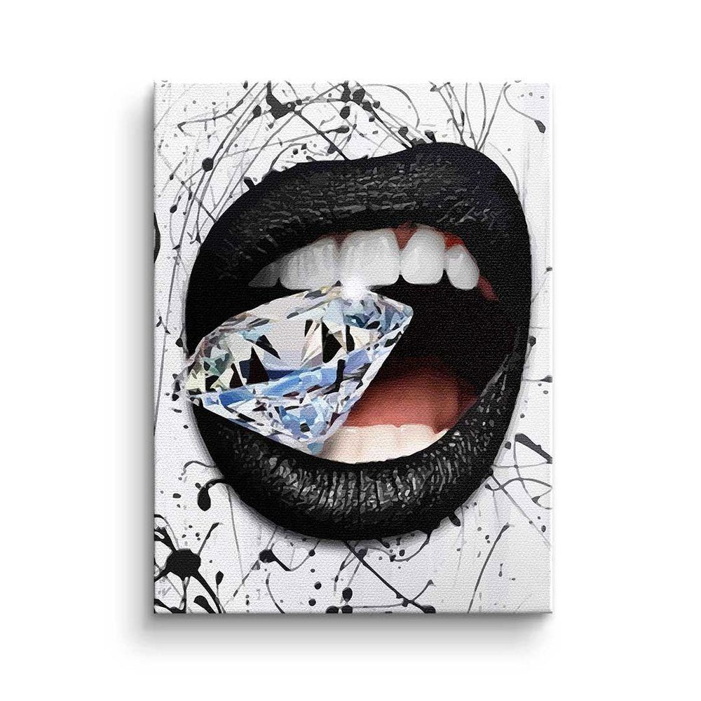 - Wandbild Diamond Mouth Premium Pop Leinwandbild, Leinwandbild Rahmen silberner - - DOTCOMCANVAS® Modernes Art