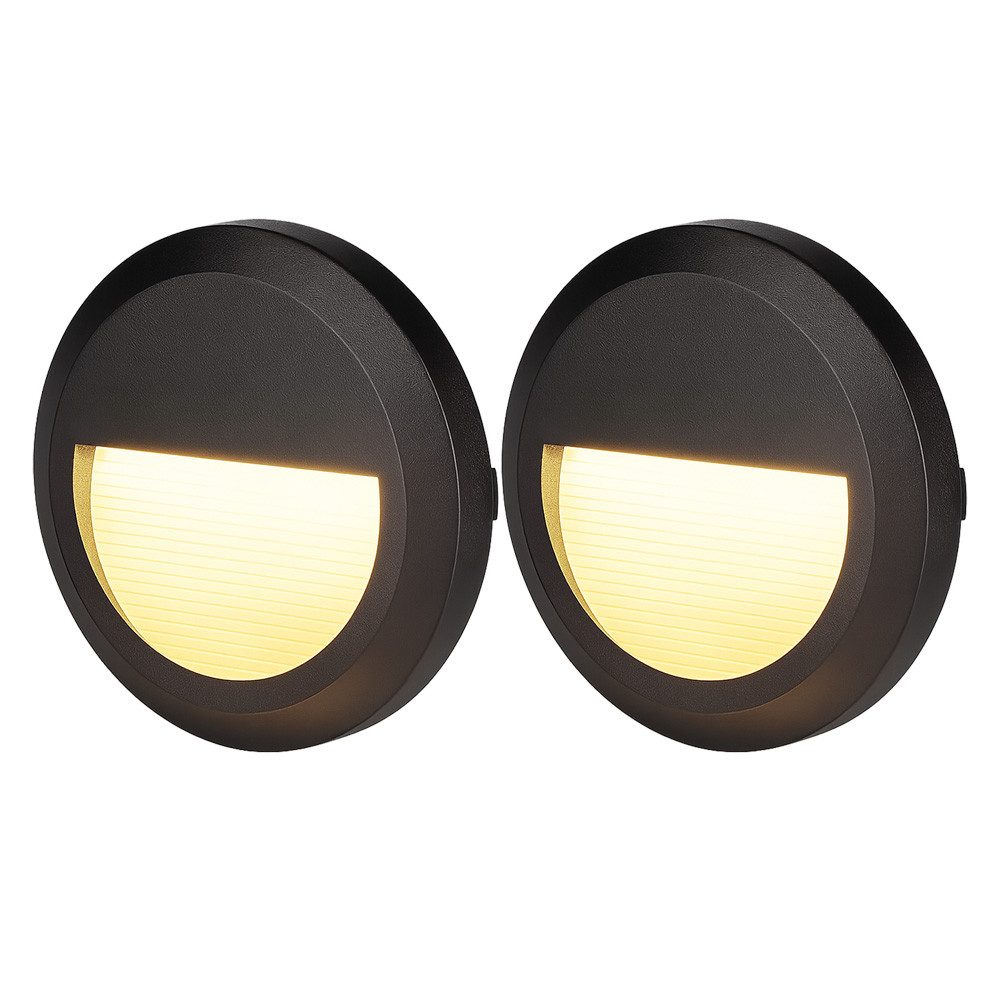 V-TAC LED Außen-Wandleuchte, LED-Leuchtmittel fest verbaut, Neutralweiß, 2x Stufenleuchte Außenlampe Fassadenleuchte LED schwarz Treppenlicht