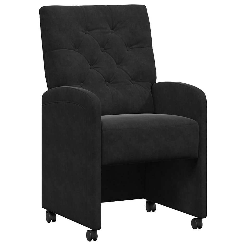 vidaXL Esszimmerstuhl Esszimmerstühle mit Rollen 2 Stk. Samt Schwarz 58 x 67 x 97 cm (2 St)