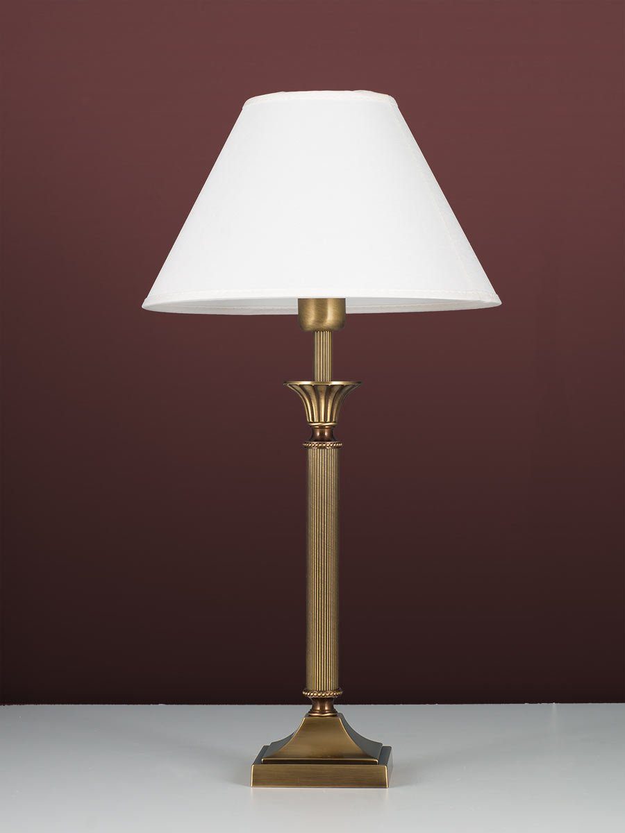 maximaler Diskontsatz Helios Leuchten Schreibtischlampe echtes antik Messing Stoffschirm Handarbeit Tischlampe weiß, Leselampe, Messing Nachttischlampe