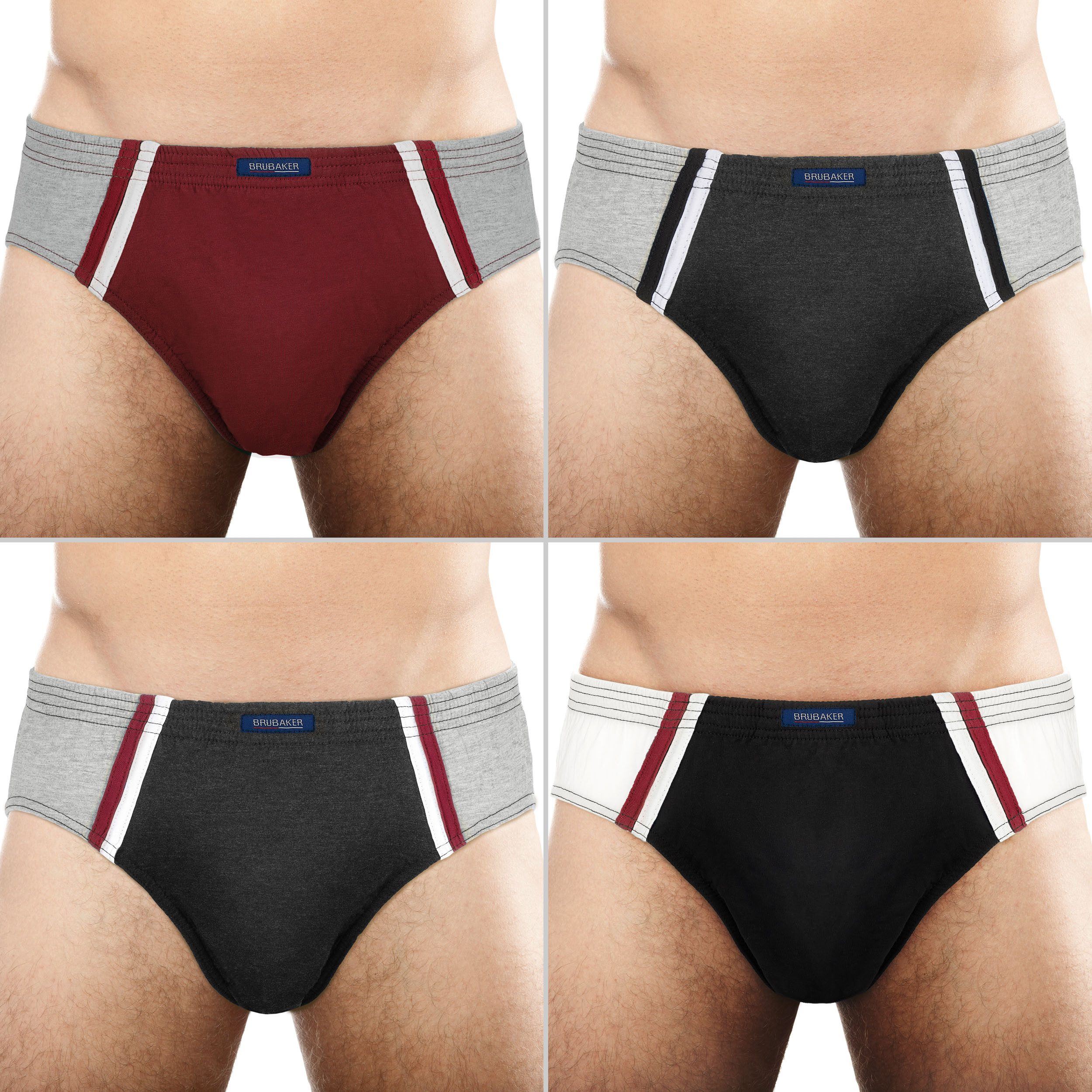 BRUBAKER Slip 7er Pack Herren Sportslips - Farbige Slips aus Baumwolle (Set aus 7, 7-St., für den Alltag und Sport) Retro Unterhosen ohne Eingriff - Männer Unterwäsche