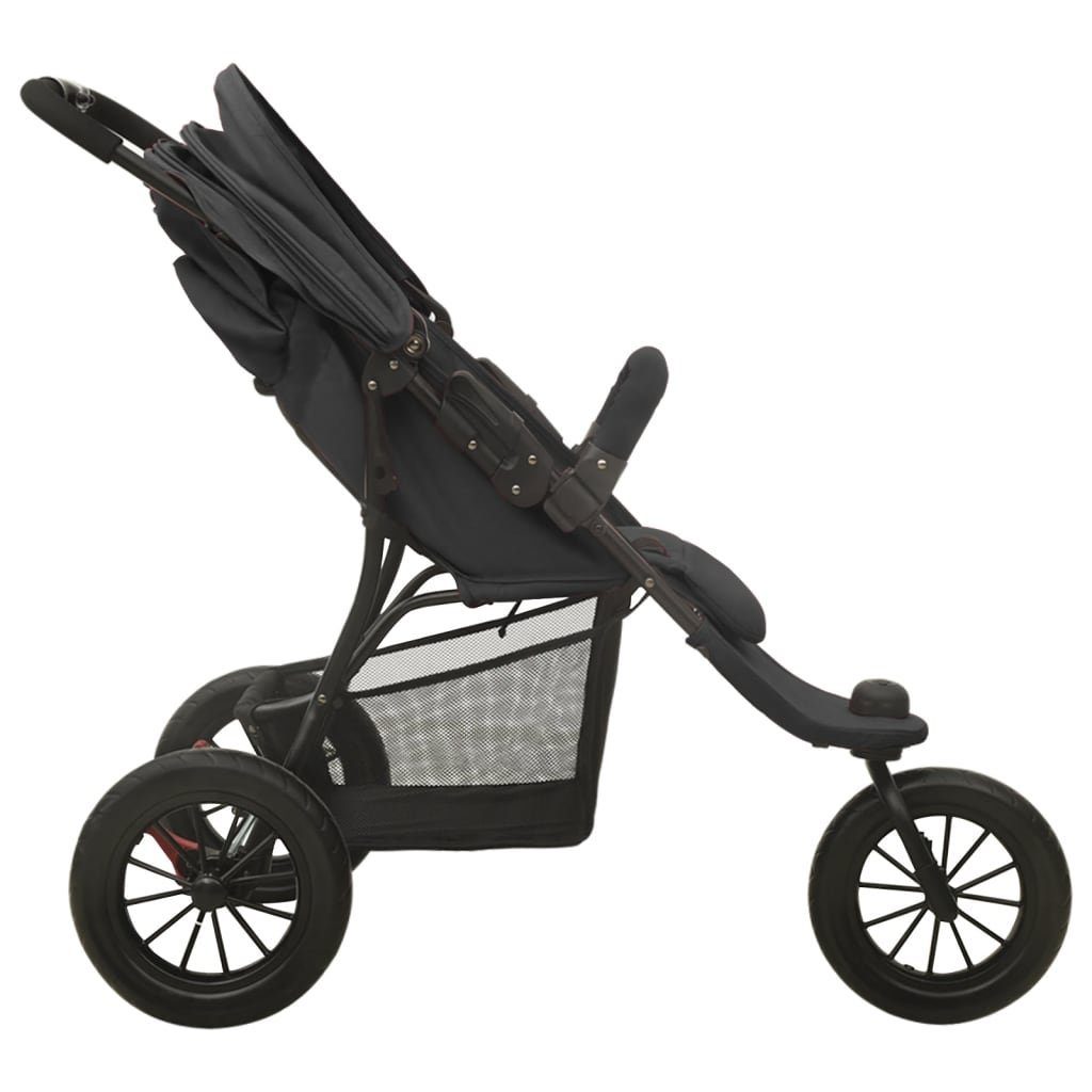 Kinderwagen Anthrazit Anthrazit Stahl Kinder-Buggy | Anthrazit vidaXL