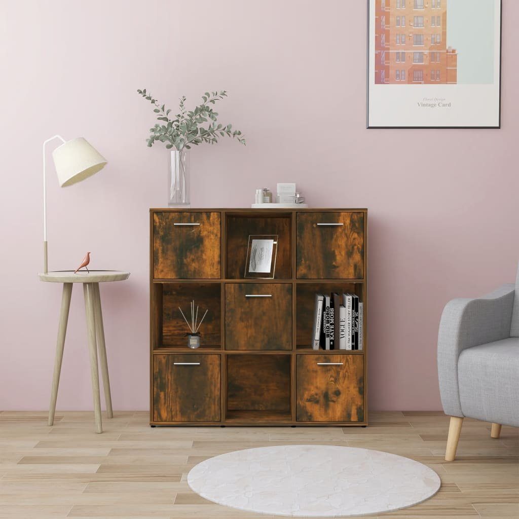 furnicato Bücherregal Räuchereiche 90x30x90 cm Holzwerkstoff, günstig online kaufen