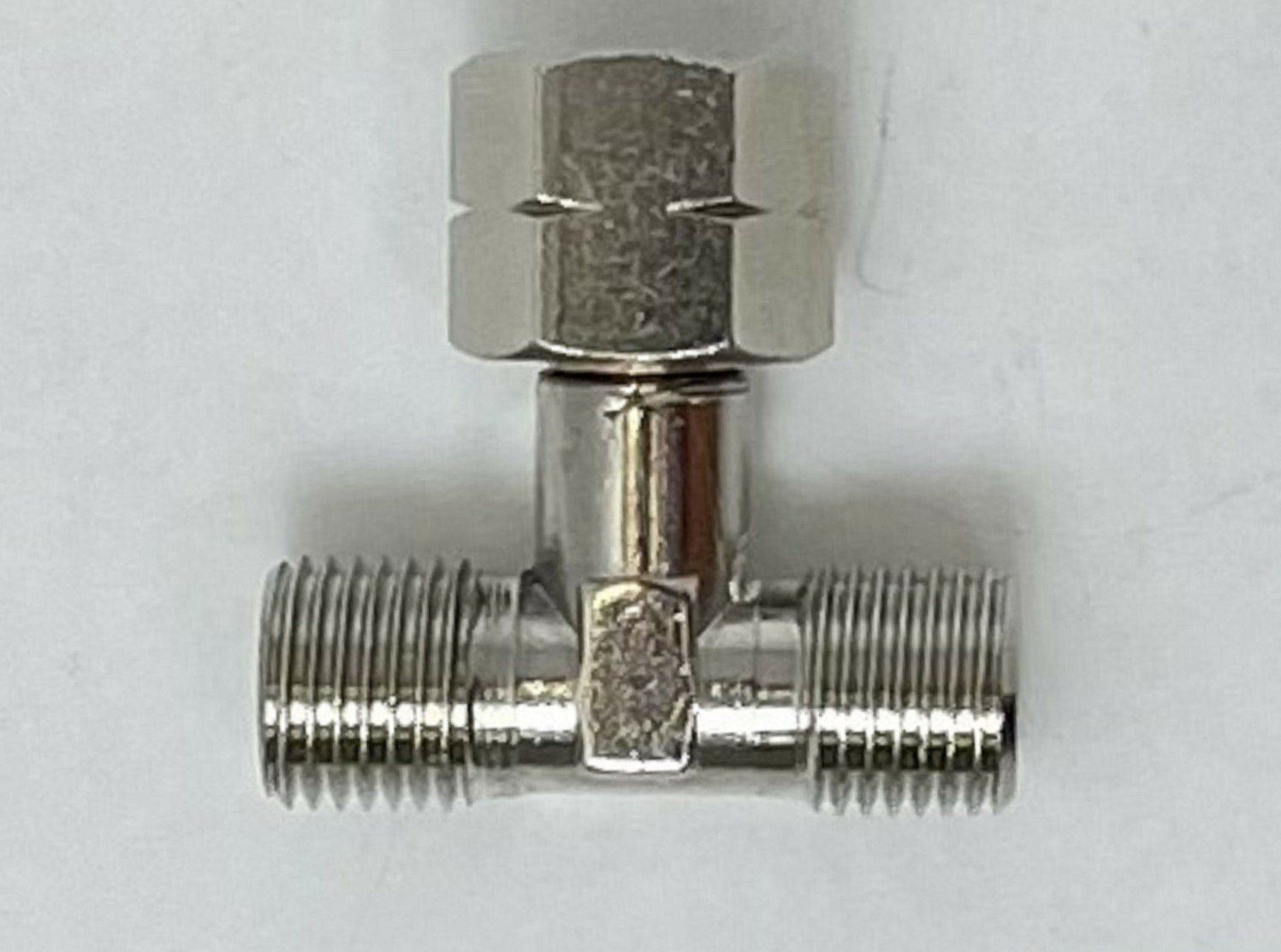 Gasline T-Stück Abzweigventil, (2 Abgänge Linksgewinde für Gasschläuche G 1/4 LH)