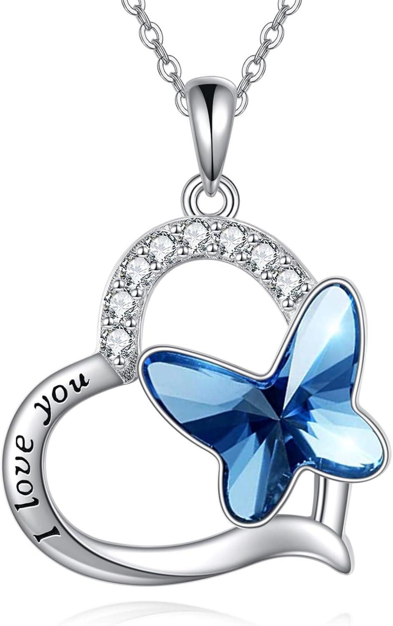 Kette und Anhänger Set Tier Halskette 925 Sterling Silber Schmetterling Frauen Mädchen Mama