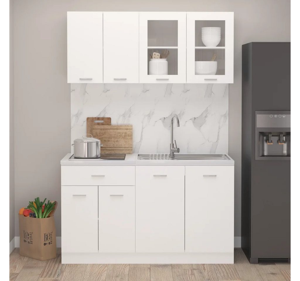 vidaXL Küchenbuffet vidaXL 4-tlg. Küchenzeile Lyon Weiß Holzwerkstoff