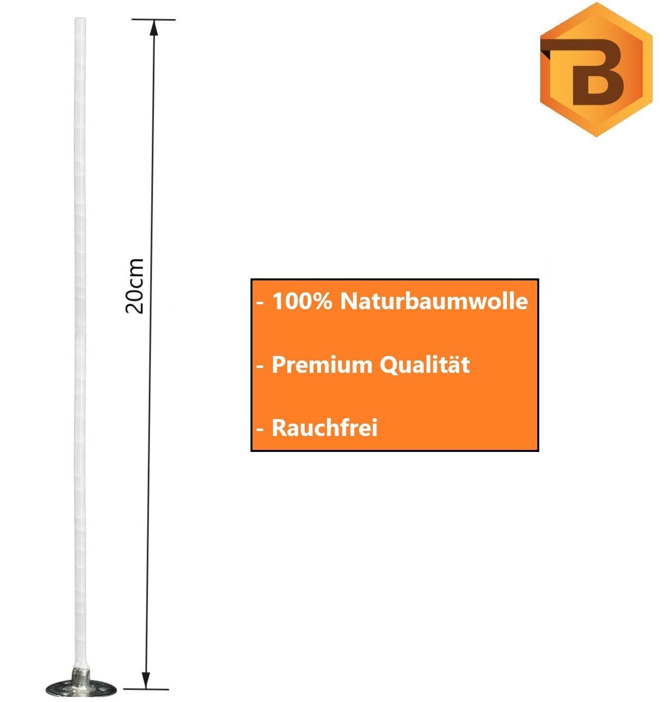 Bienenbiya Kerzenhalter Kerzendochte 100 Teelichtdochte gefährliche Rauchfrei, ohne St., natürlich Kerzenherstellung), DIY Baumwolle, Metallfuß 20 aus 100 Stk. mit lang Stoffe (100% Candle Wick, cm für Runddocht