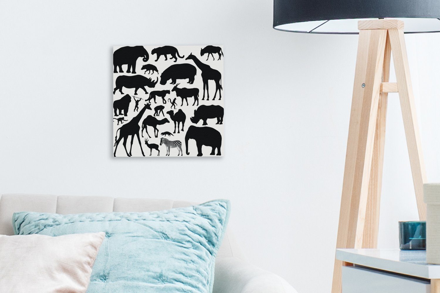 Big Wohnzimmer für Eine anderer Tiere, und OneMillionCanvasses® St), Five Leinwand Silhouettenillustration Schlafzimmer Bilder Leinwandbild (1 der