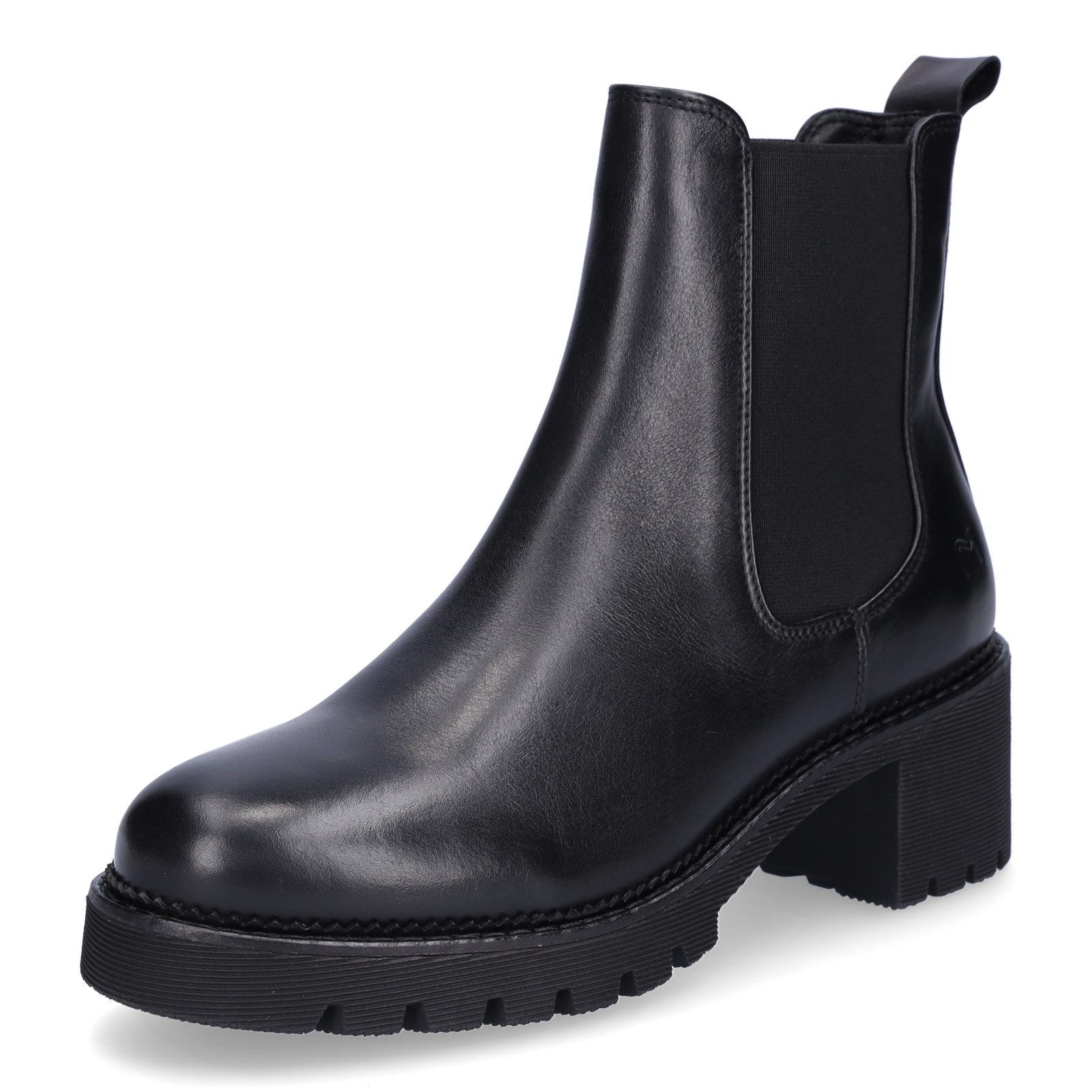 MIDS MARA Damen Stiefelette Glattleder Schwarz, Blockabsatz 5,5 cm, Schaft 14,5 cm & Textilfutter