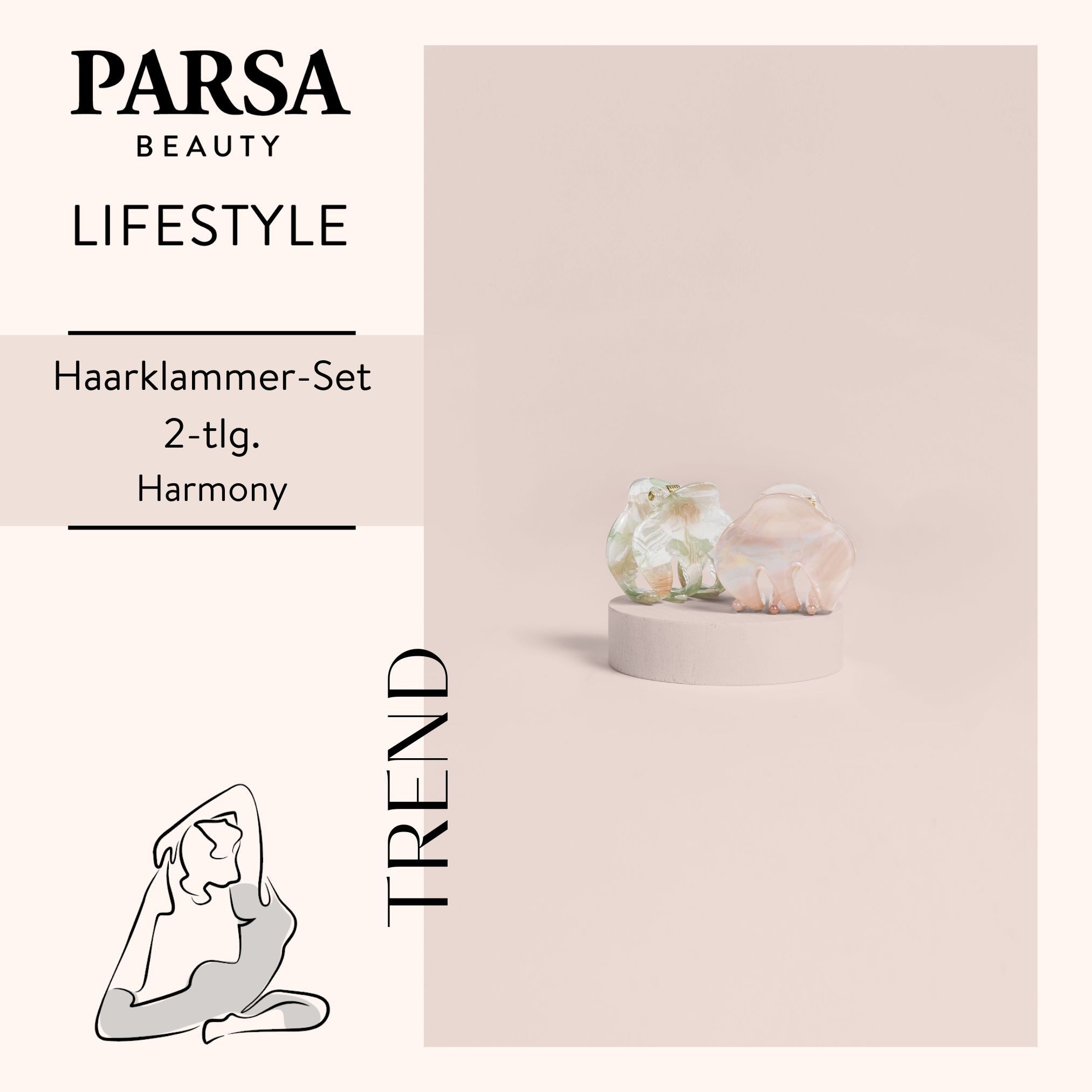 PARSA Beauty Haarklammer Lifestyle Pure Balance Haarklammern Marmor-Optik, 2er-Set