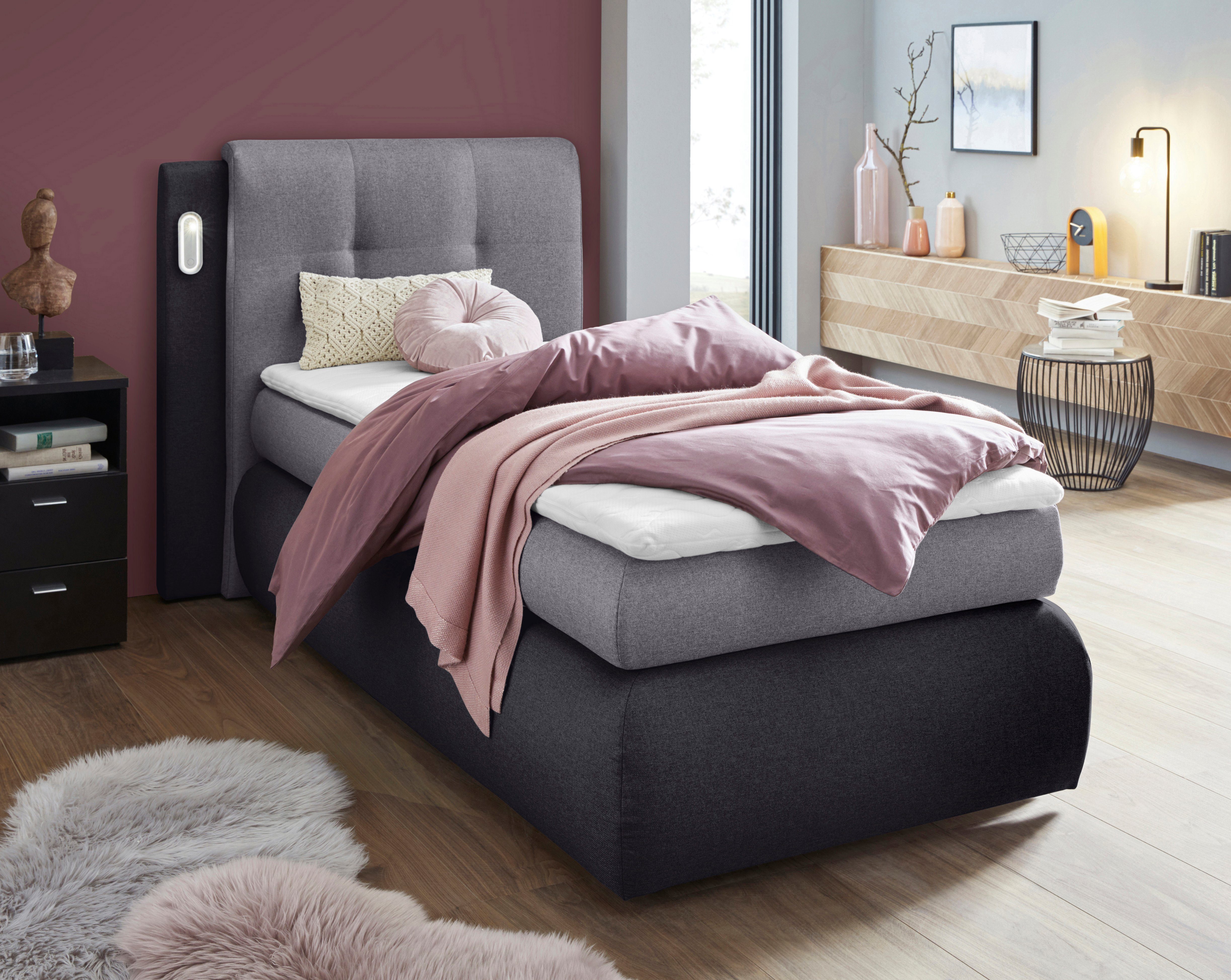 COLLECTION AB Boxspringbett Borna, inklusive Bettkasten, LED-Beleuchtung und Topper