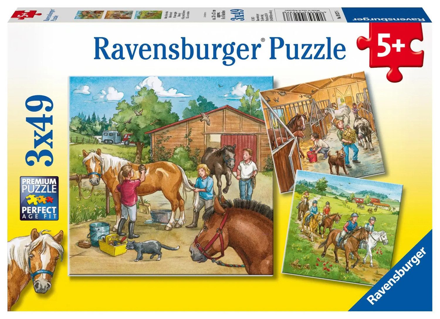 Ravensburger Puzzle Mein Reiterhof. Puzzle (3 x 49 Teile), 49 Puzzleteile günstig online kaufen