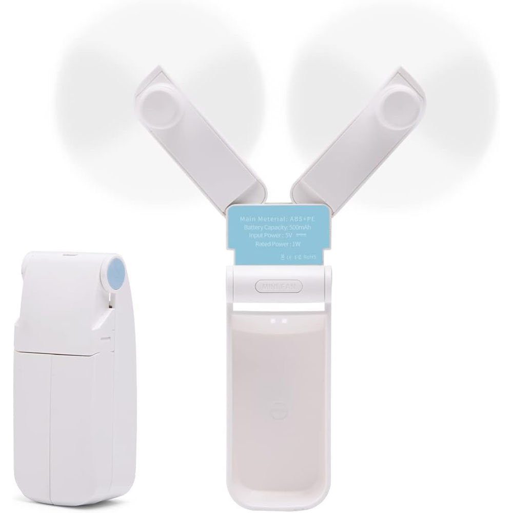 Tragbarer mit Mini-Taschenventilator, Heizkörperventilator wiederaufladbarer USB-Ventilator Weiss MOUTEN