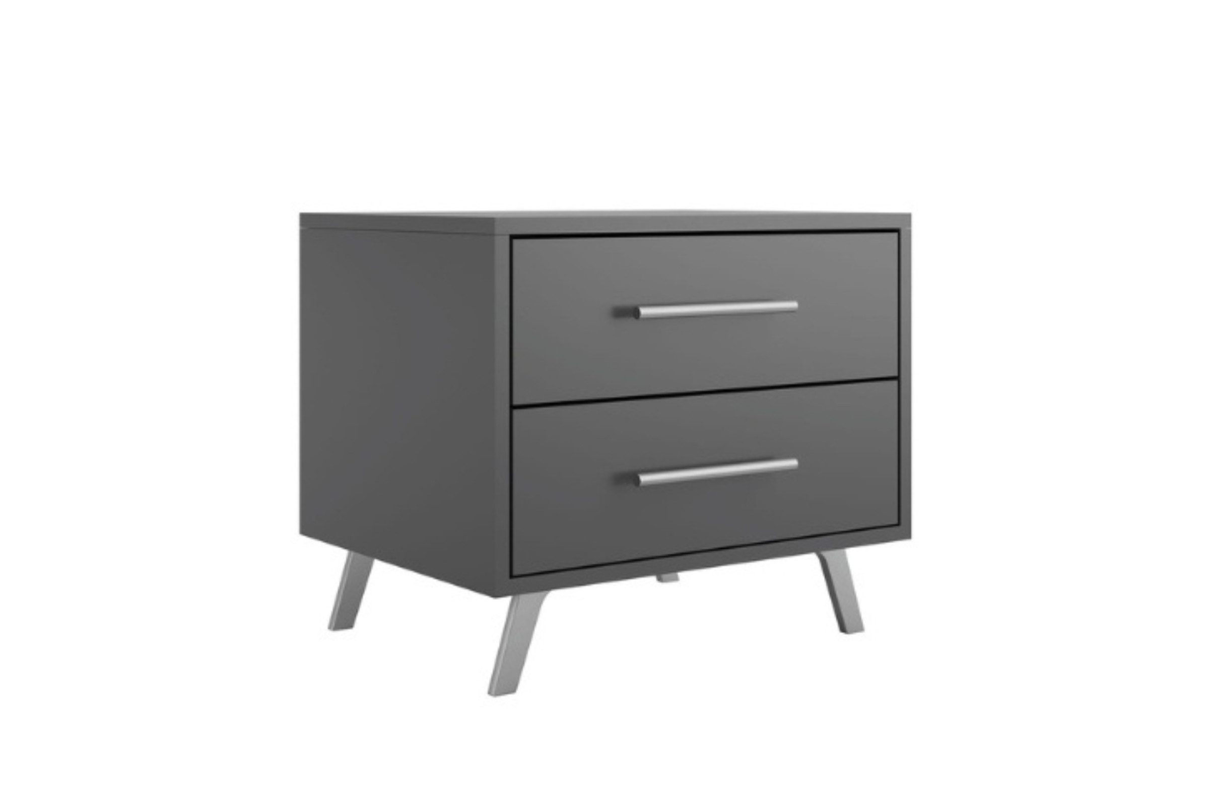 Deine Möbel 24 Nachttisch LABOO Nachtkommode 2 Schubladen, Metallfüßen und Griffen, modern (Set, 1-St., ideal für Ihr Schlafzimmer, LABOO - Kollektion), in Weiß matt / Graphit / Eiche Sonoma / Eiche Wellington