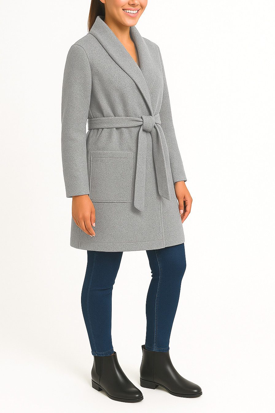 Kendindza Collection Trenchcoat Damen Mantel mit Schalkragen, Leichter Trenchcoat elegant mit Stretch Herbstmantel mit 2 Taschen, Übergangsmantel lang in One Size 36-42