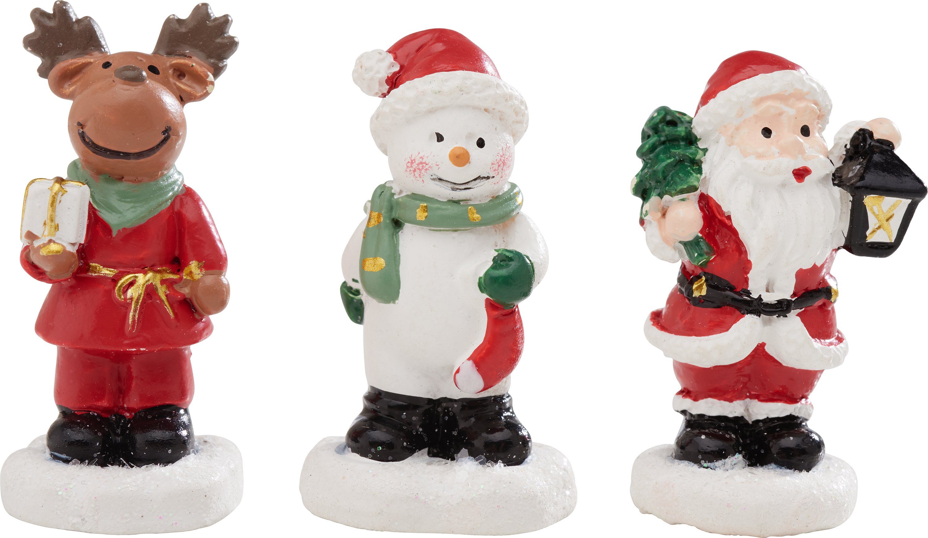 Dekofigur Mini Figuren Santa, Elch und Schneemann