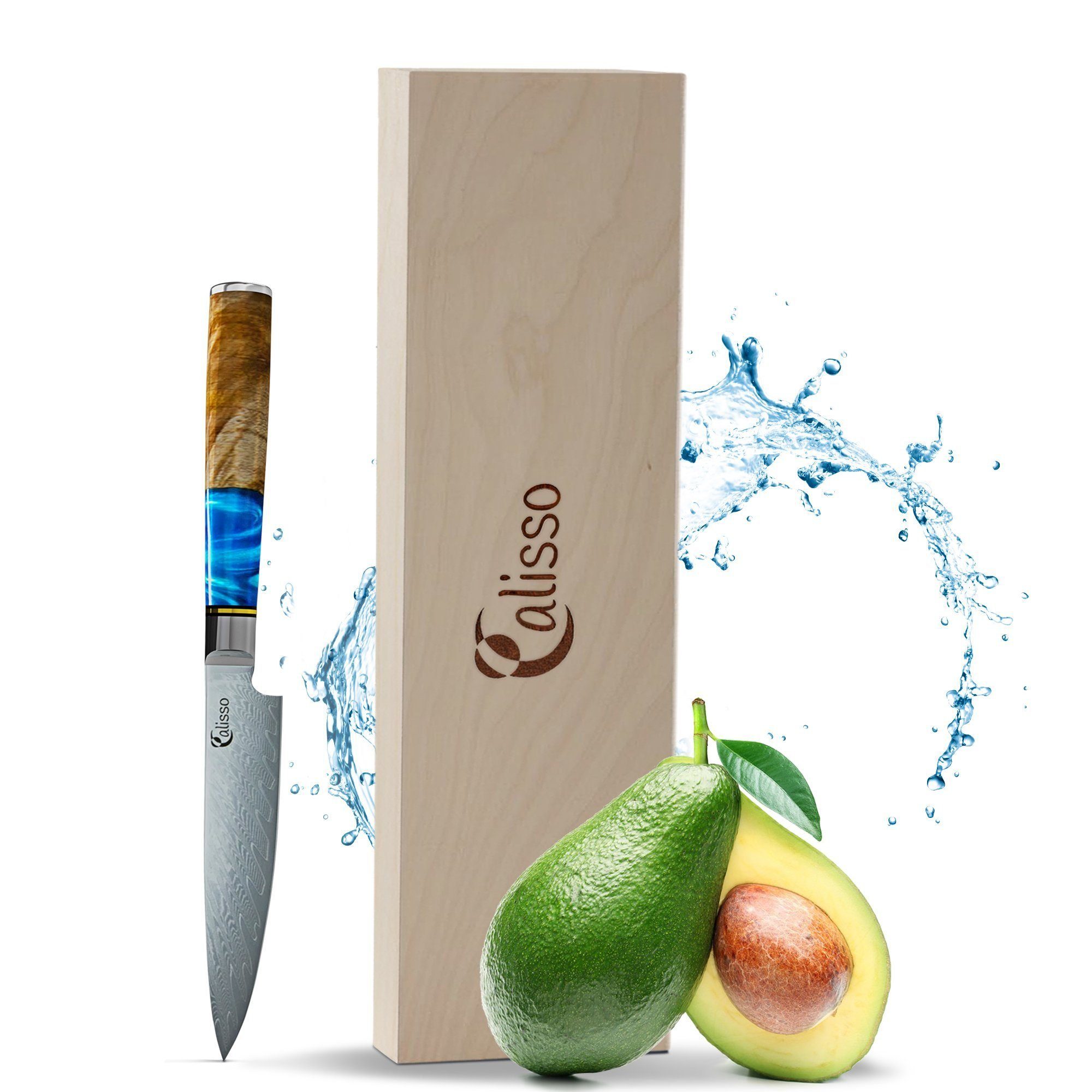 Calisso Allzweckmesser Küchenmesser Aquamarine Line, Damastmesser