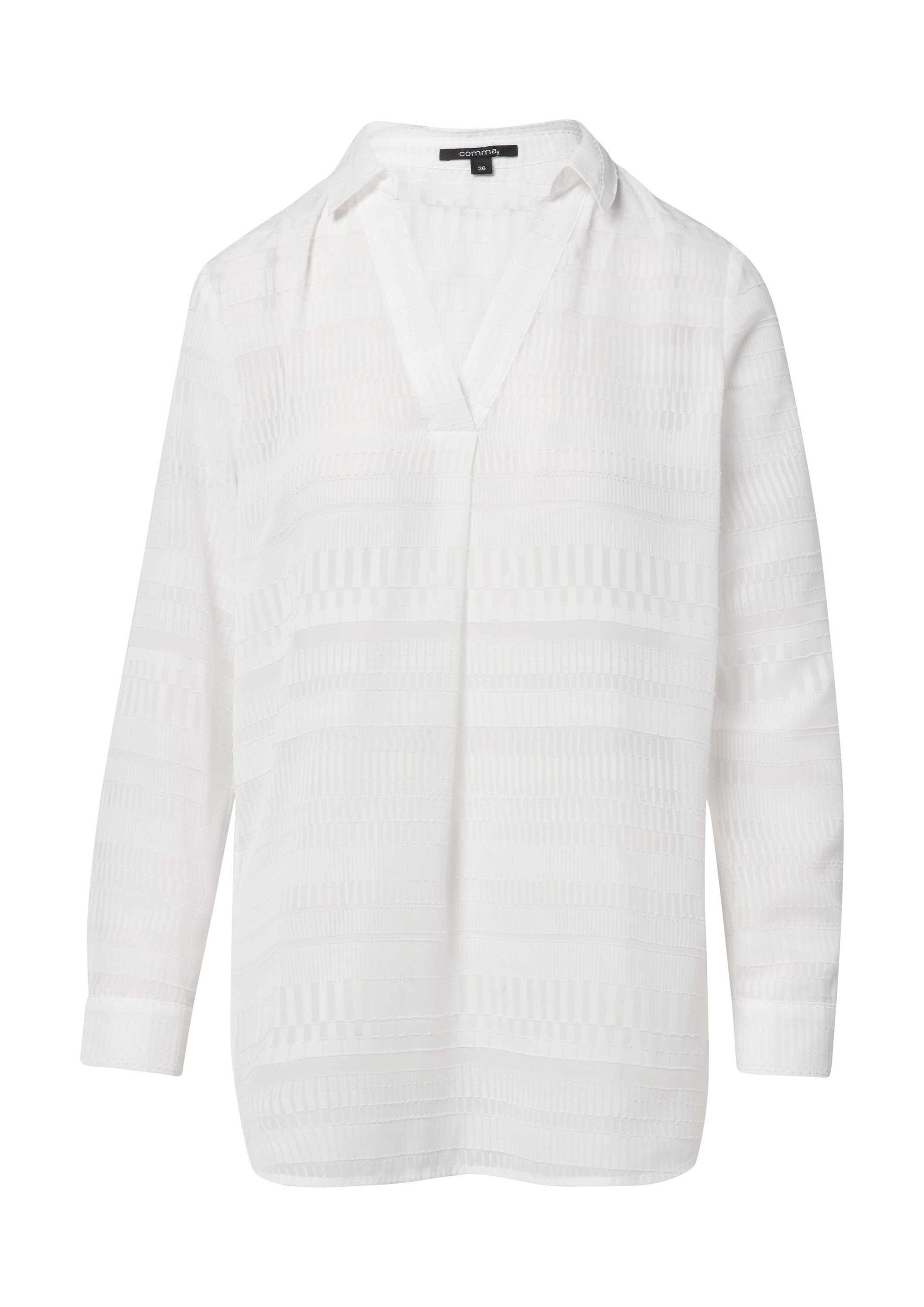 comma Langarmbluse Bluse Oversized Bluse aus transparentem Jacquard günstig online kaufen