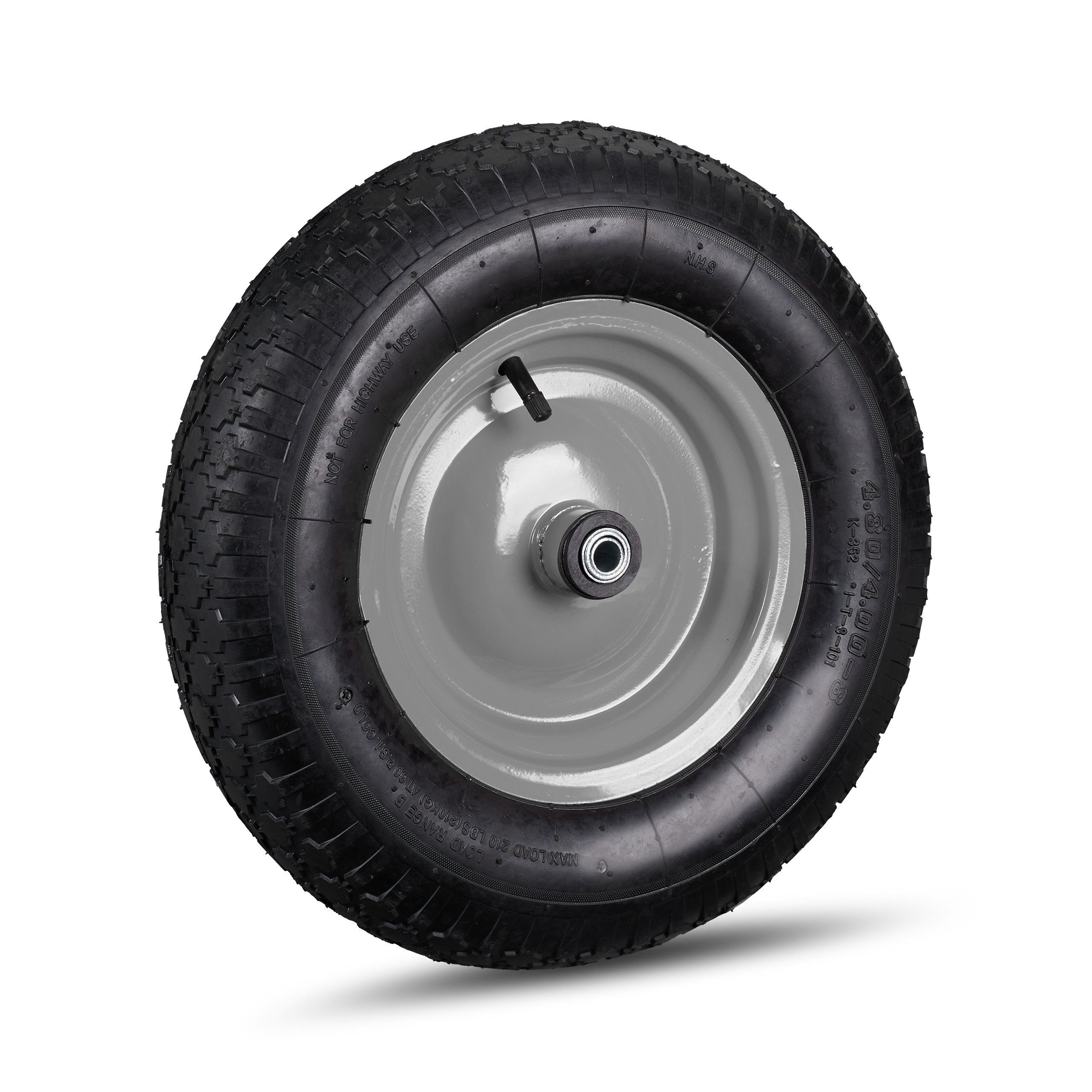 relaxdays Schubkarren-Rad Schubkarrenrad 4.80 4.00-8 mit Adaptern, Schwarz-Grau