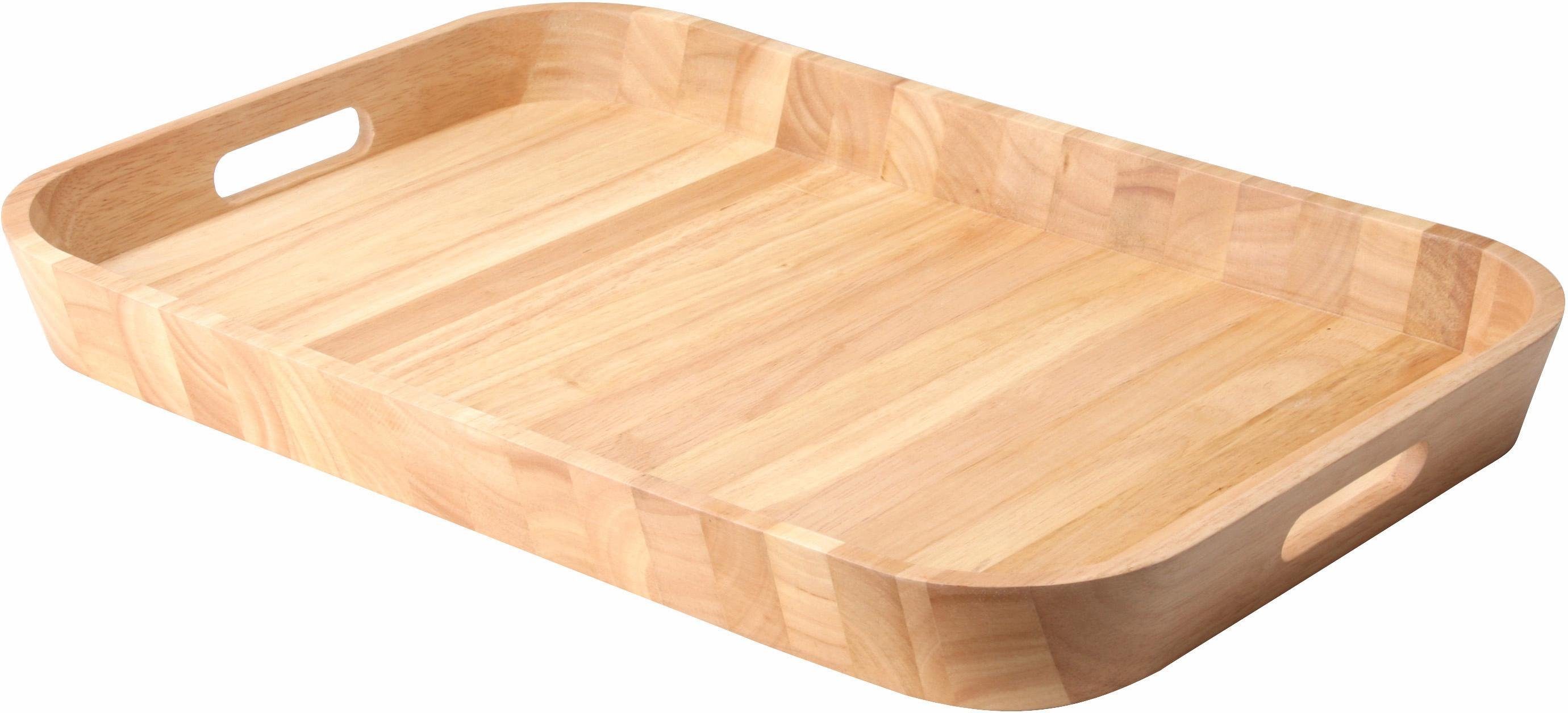 Continenta Tablett, Holzwerkstoff, (1-tlg), Handarbeit, aus einem Holzblock gearbeitet